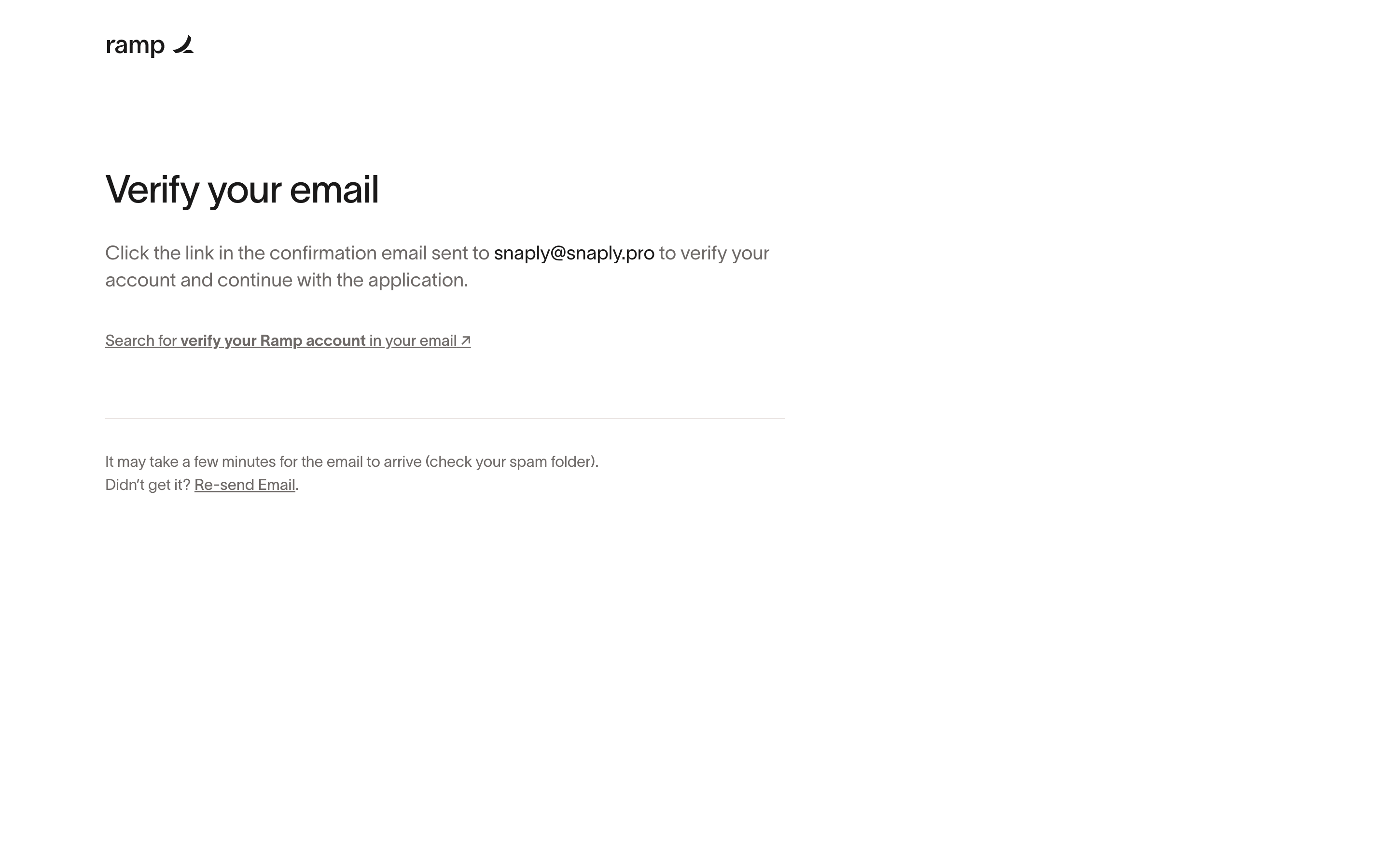 Ramp — verify-email screenshot