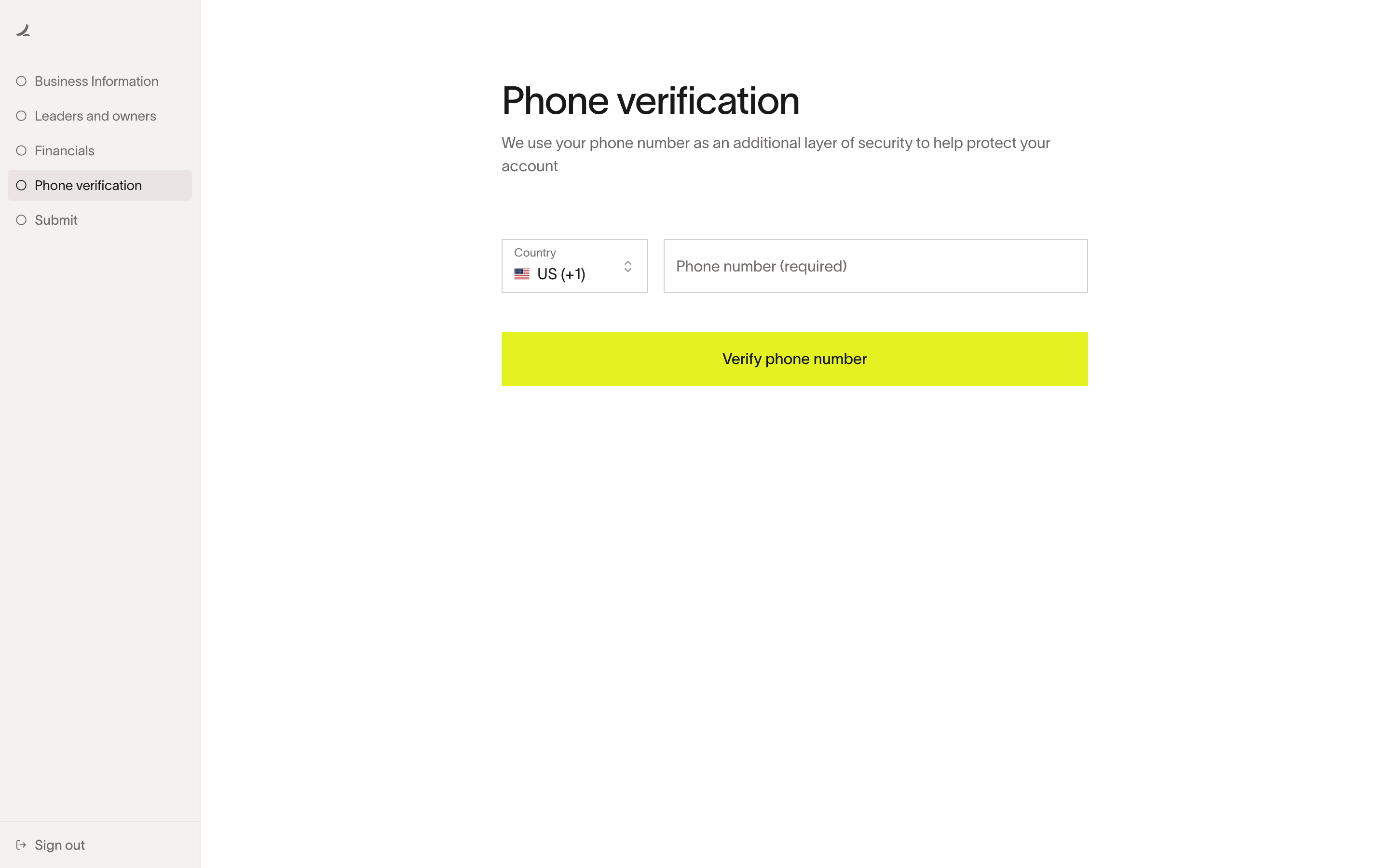Ramp — phone-verification screenshot