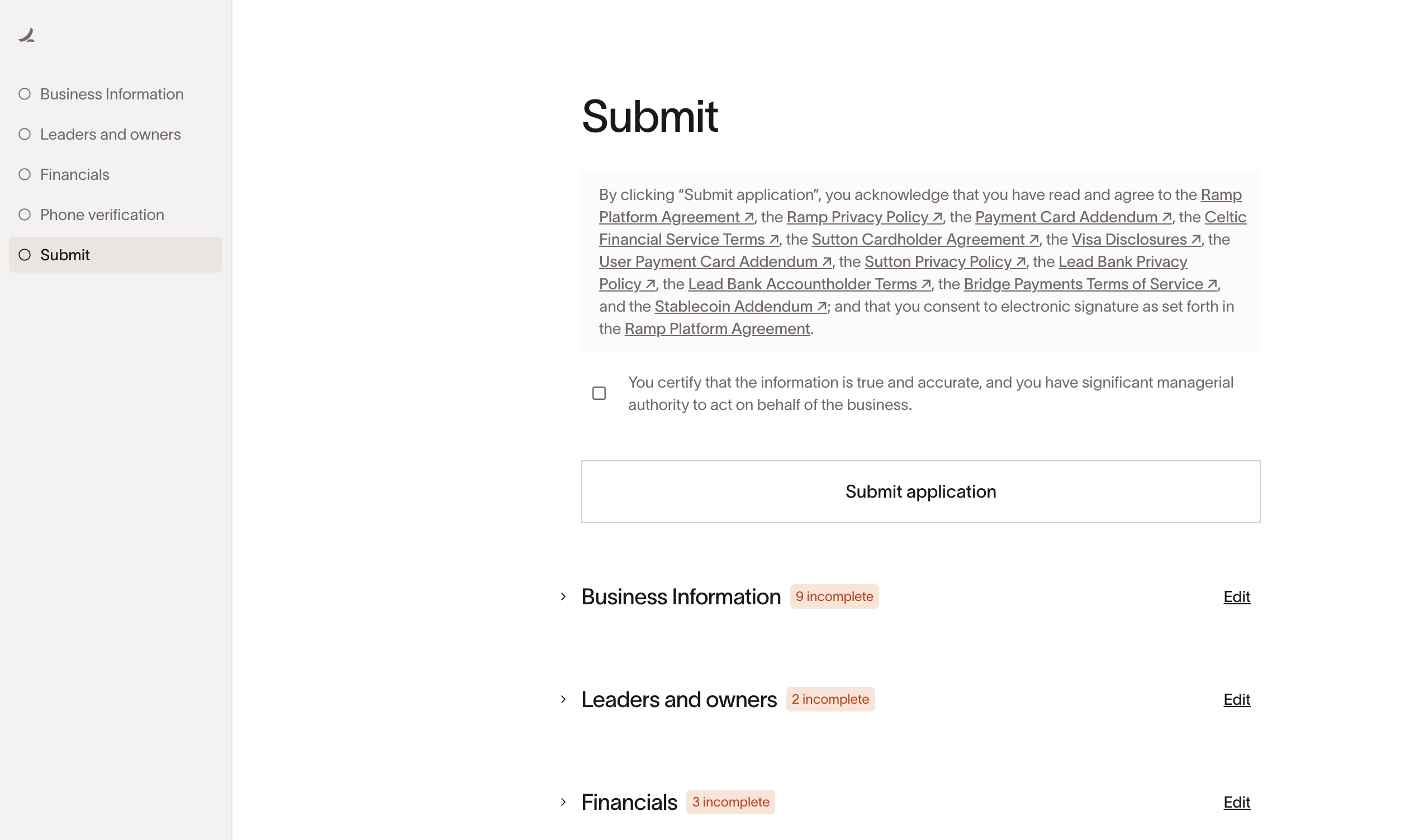 Ramp — submit-summary screenshot