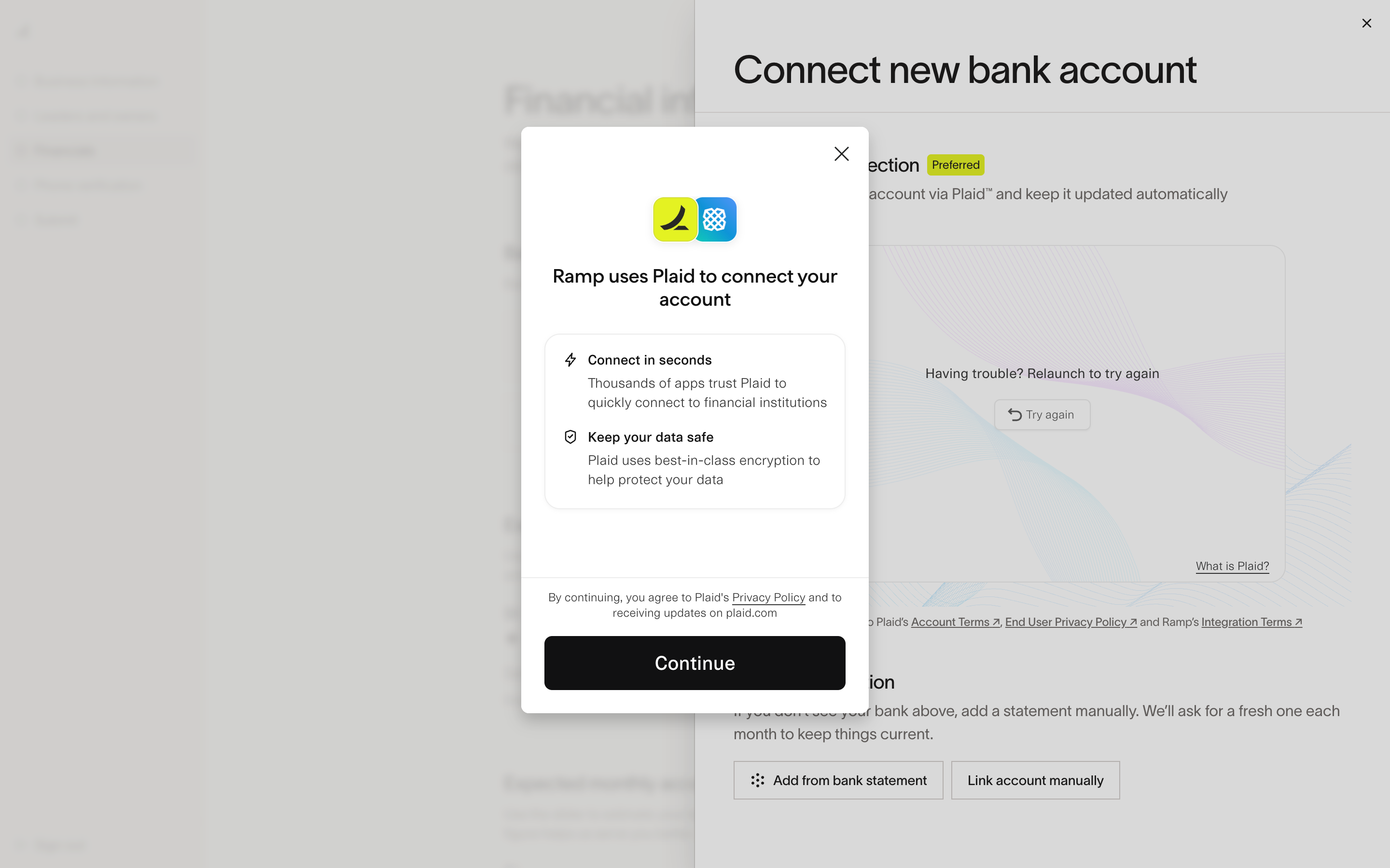 Ramp — plaid-intro-dialog screenshot
