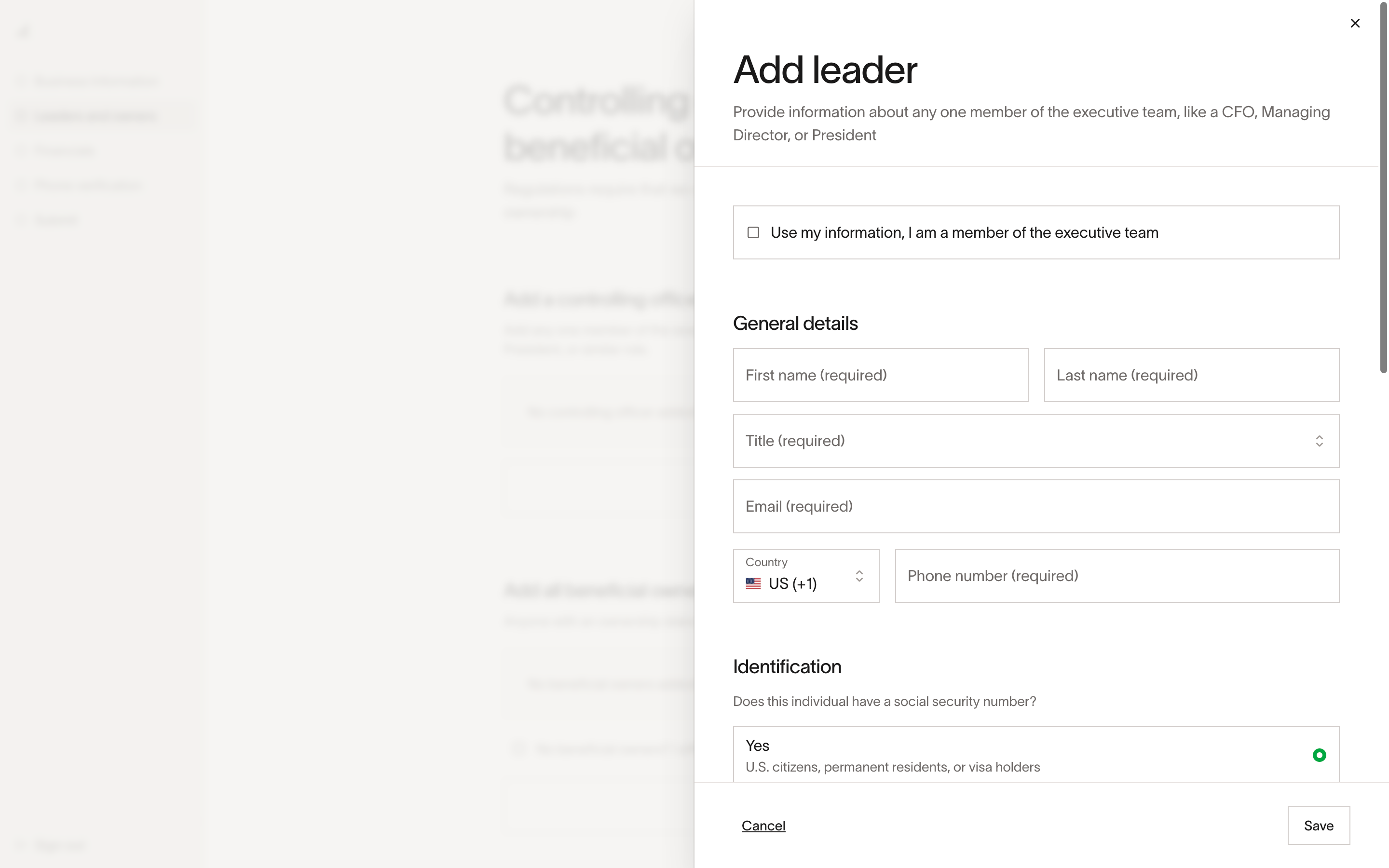 Ramp — add-leader-drawer screenshot