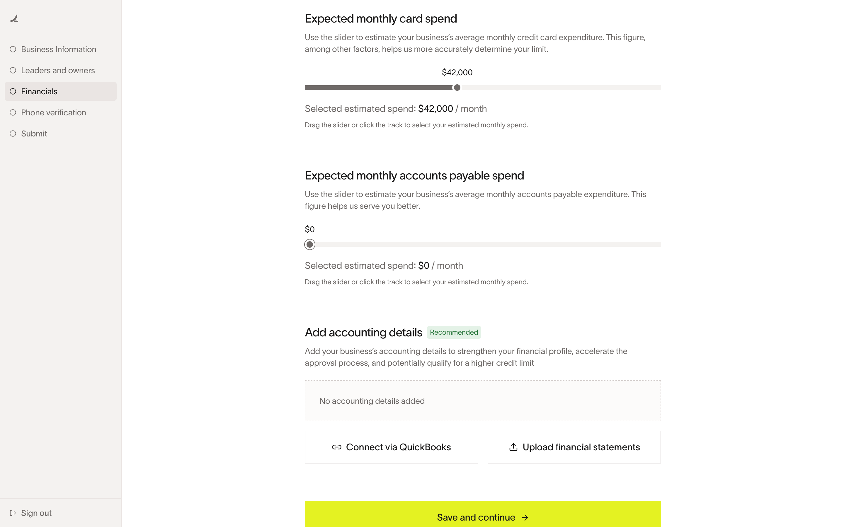 Ramp — financial-sliders screenshot