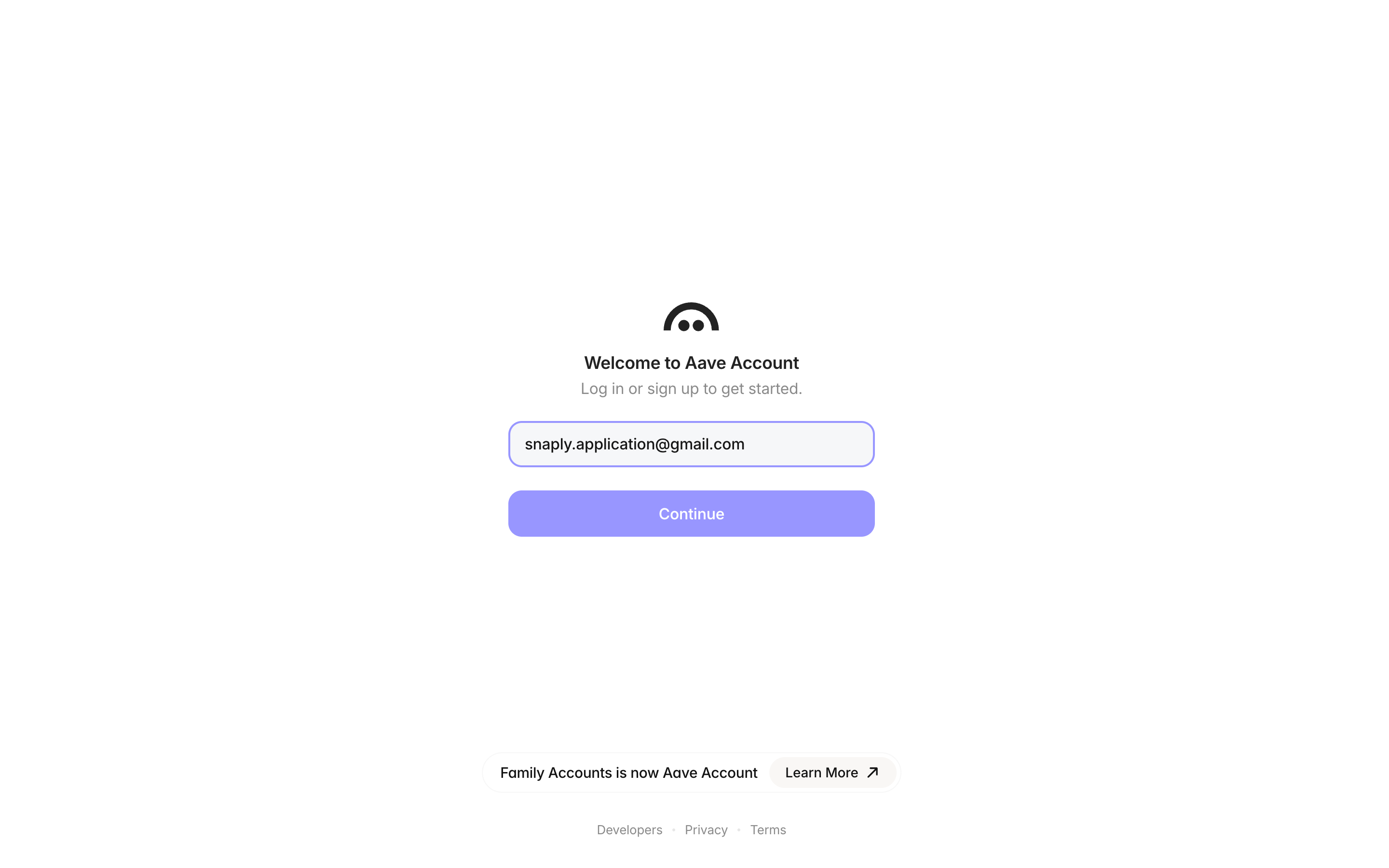 Family — login-email-filled screenshot