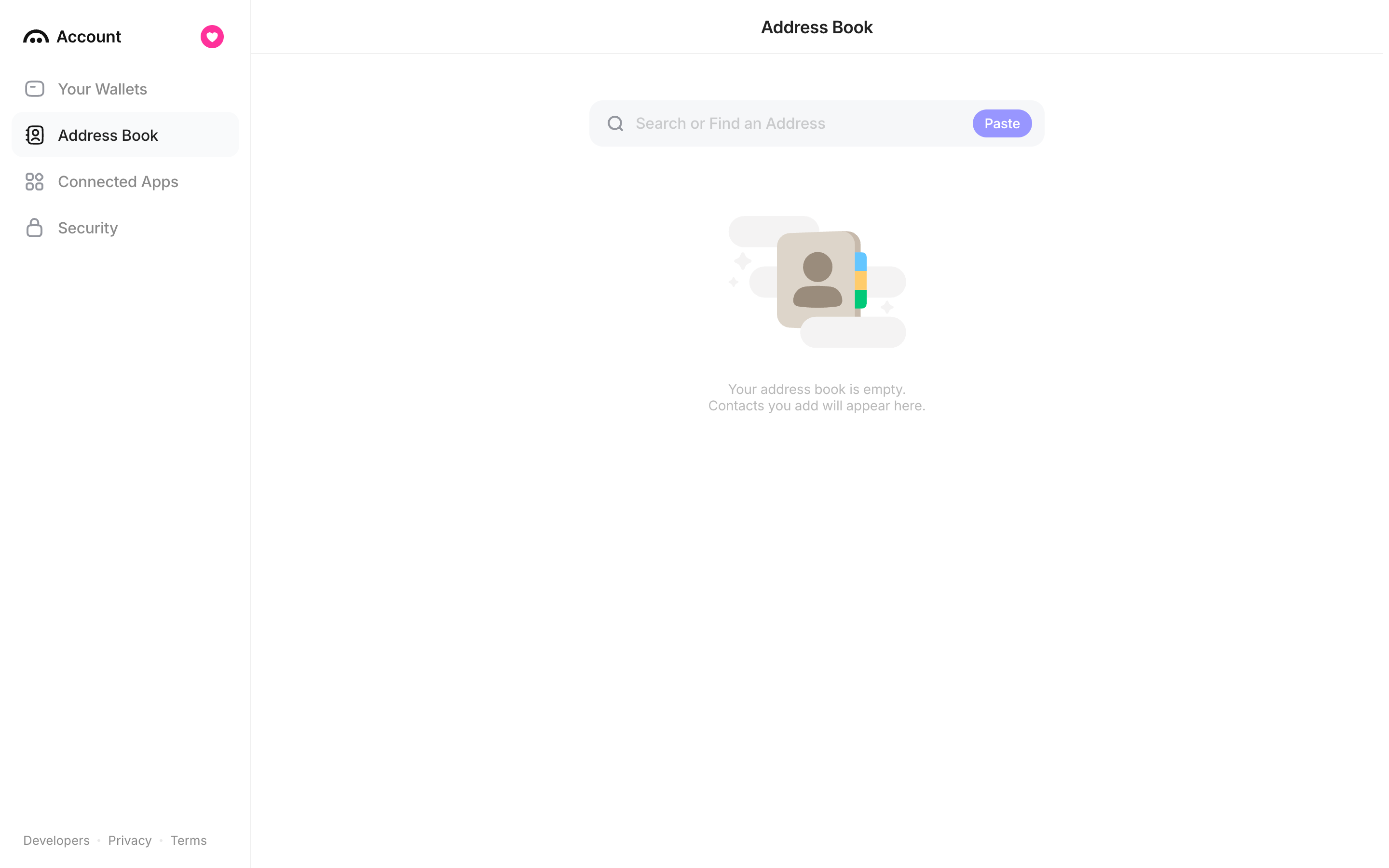 Family — address-book-empty screenshot