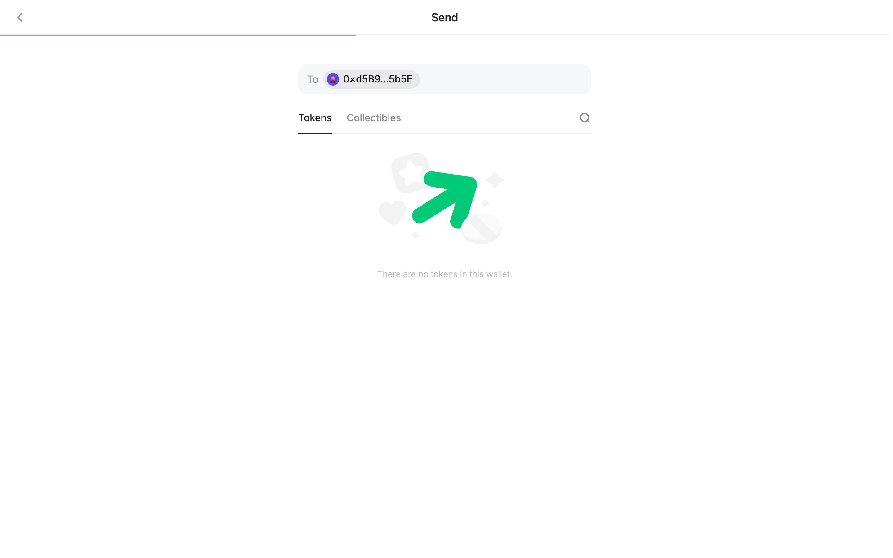 Family — send-tokens-empty screenshot