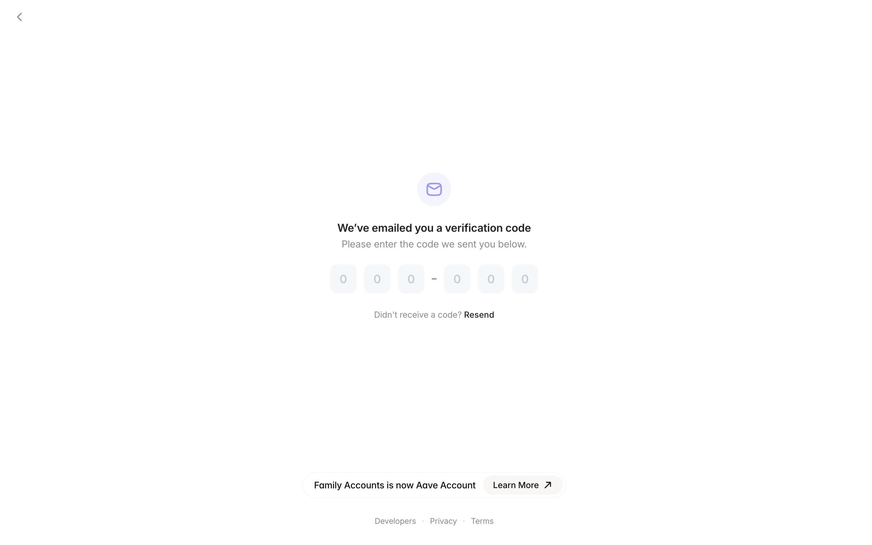 Family — verification-code screenshot
