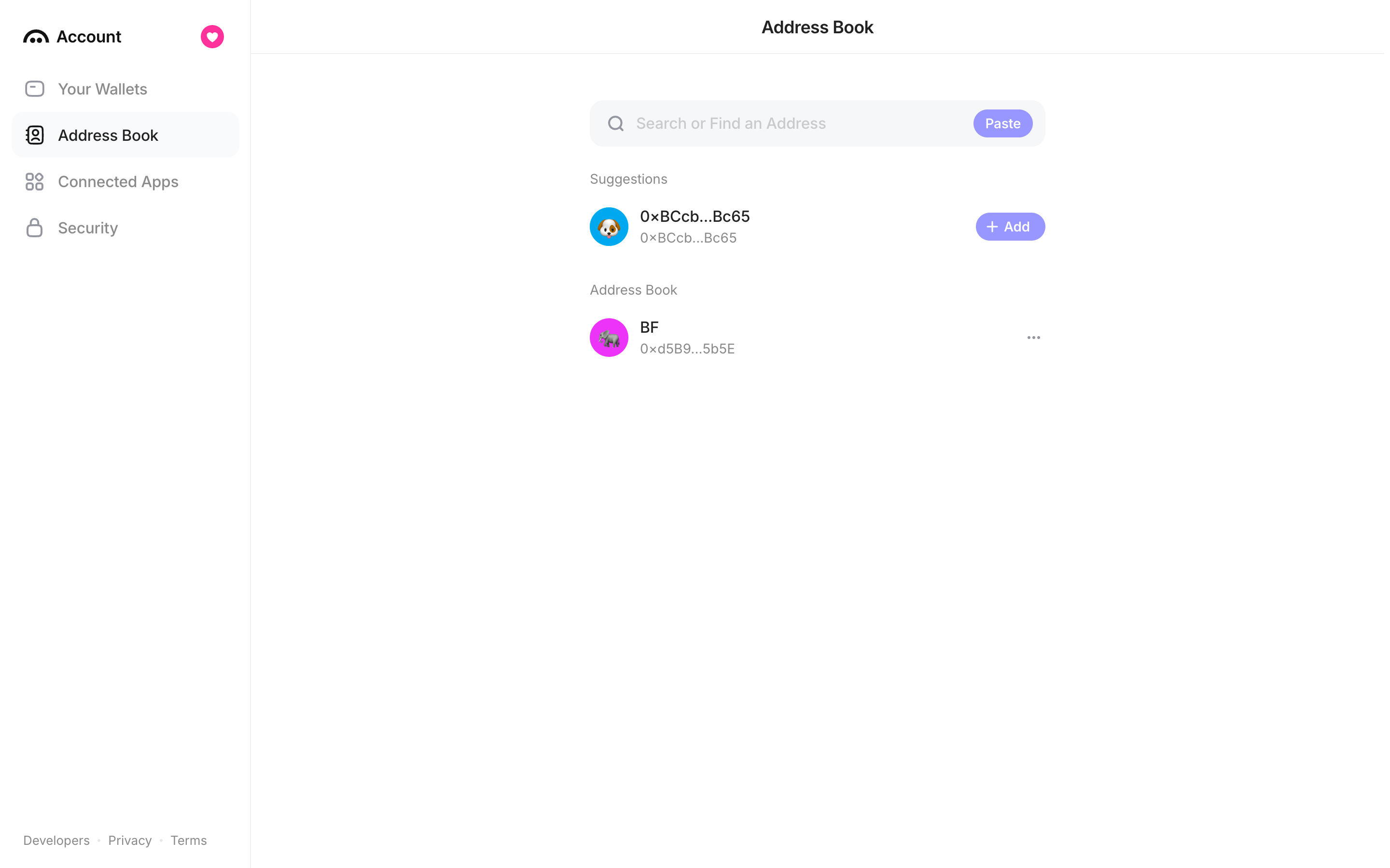 Family — address-book-suggestions screenshot