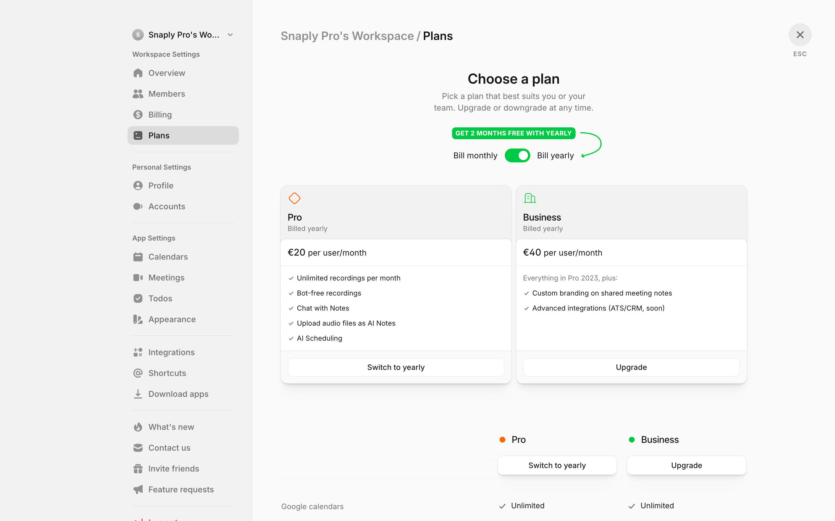 Amie — plans-overview screenshot