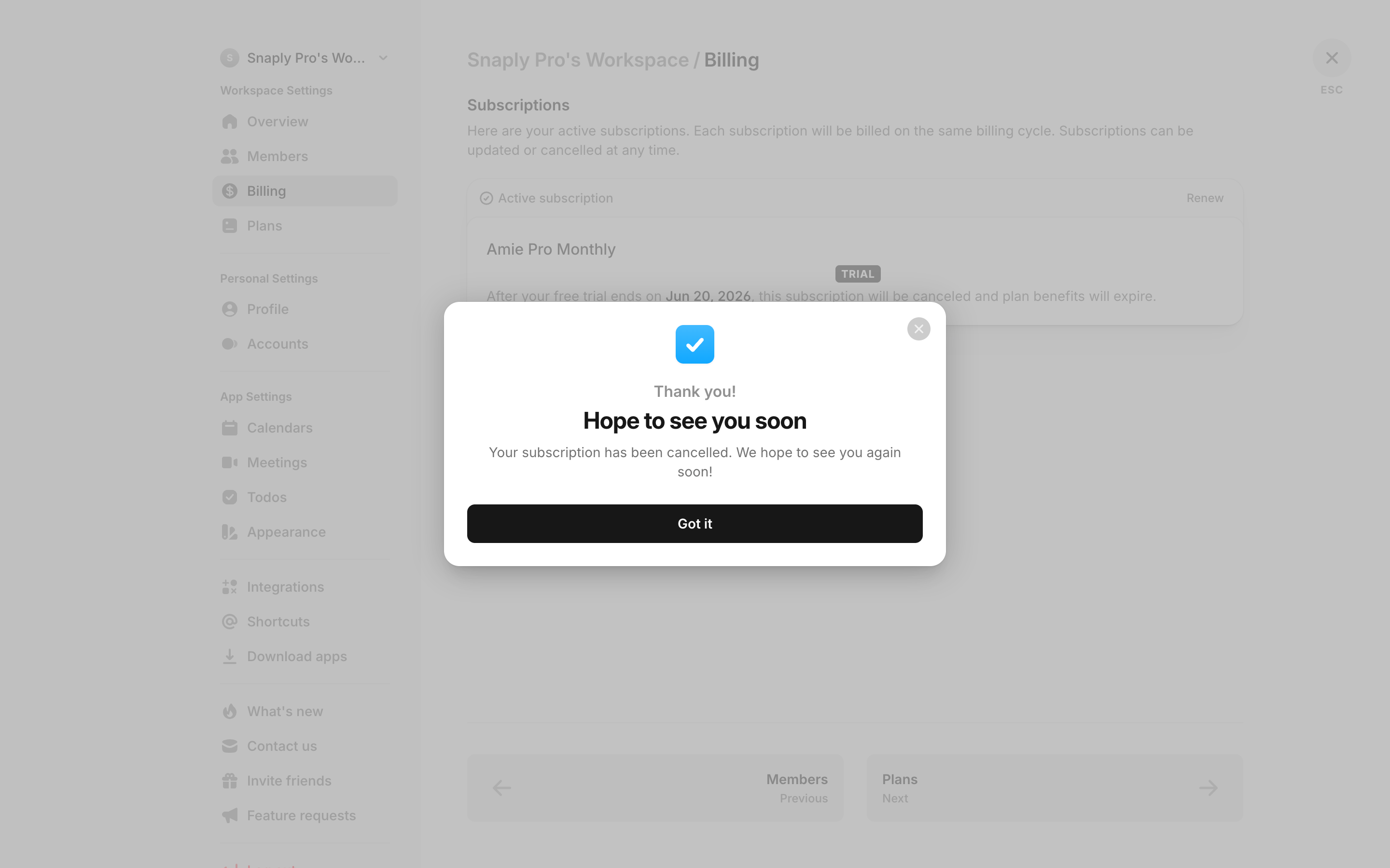 Amie — goodbye-success screenshot