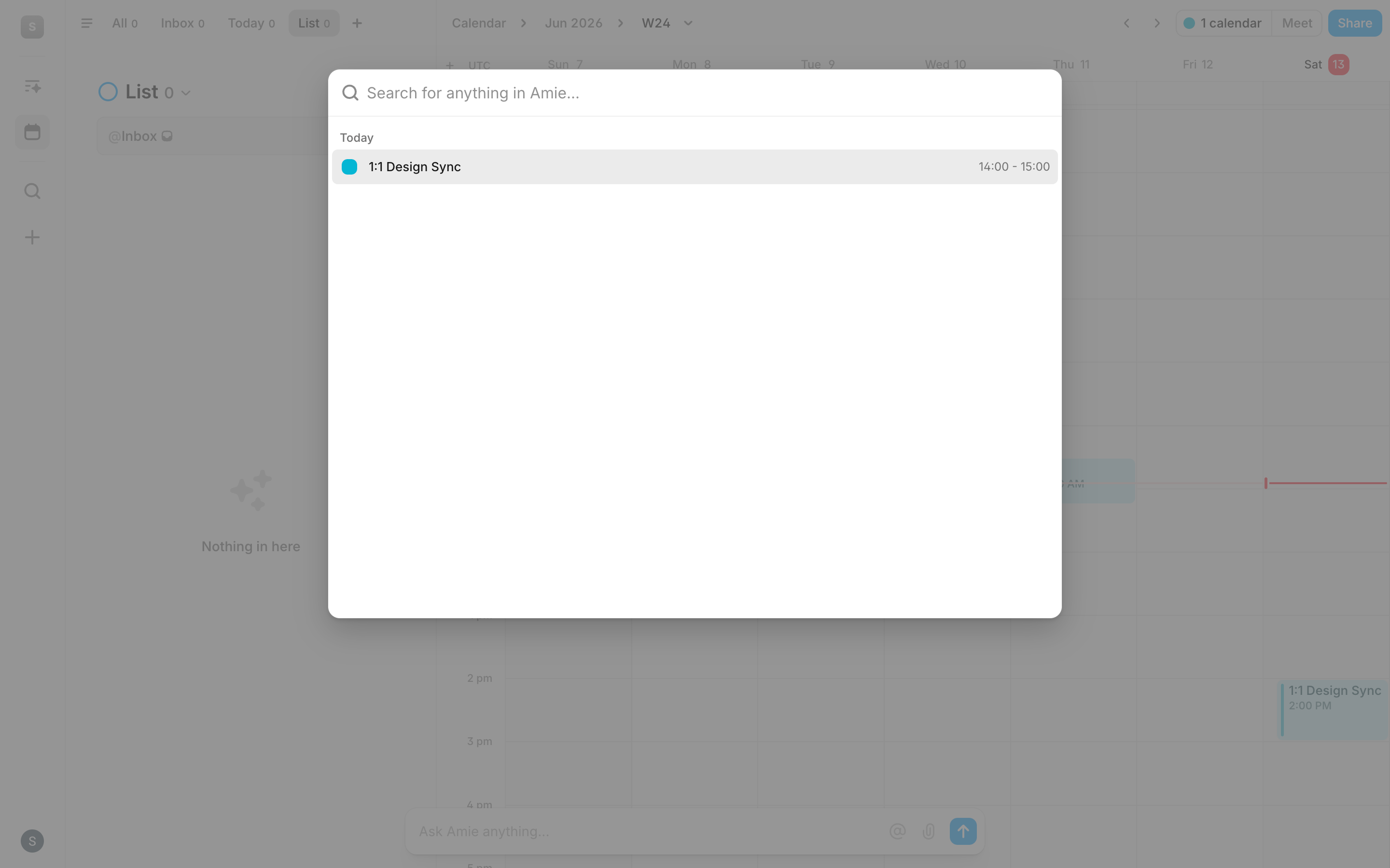Amie — command-palette screenshot