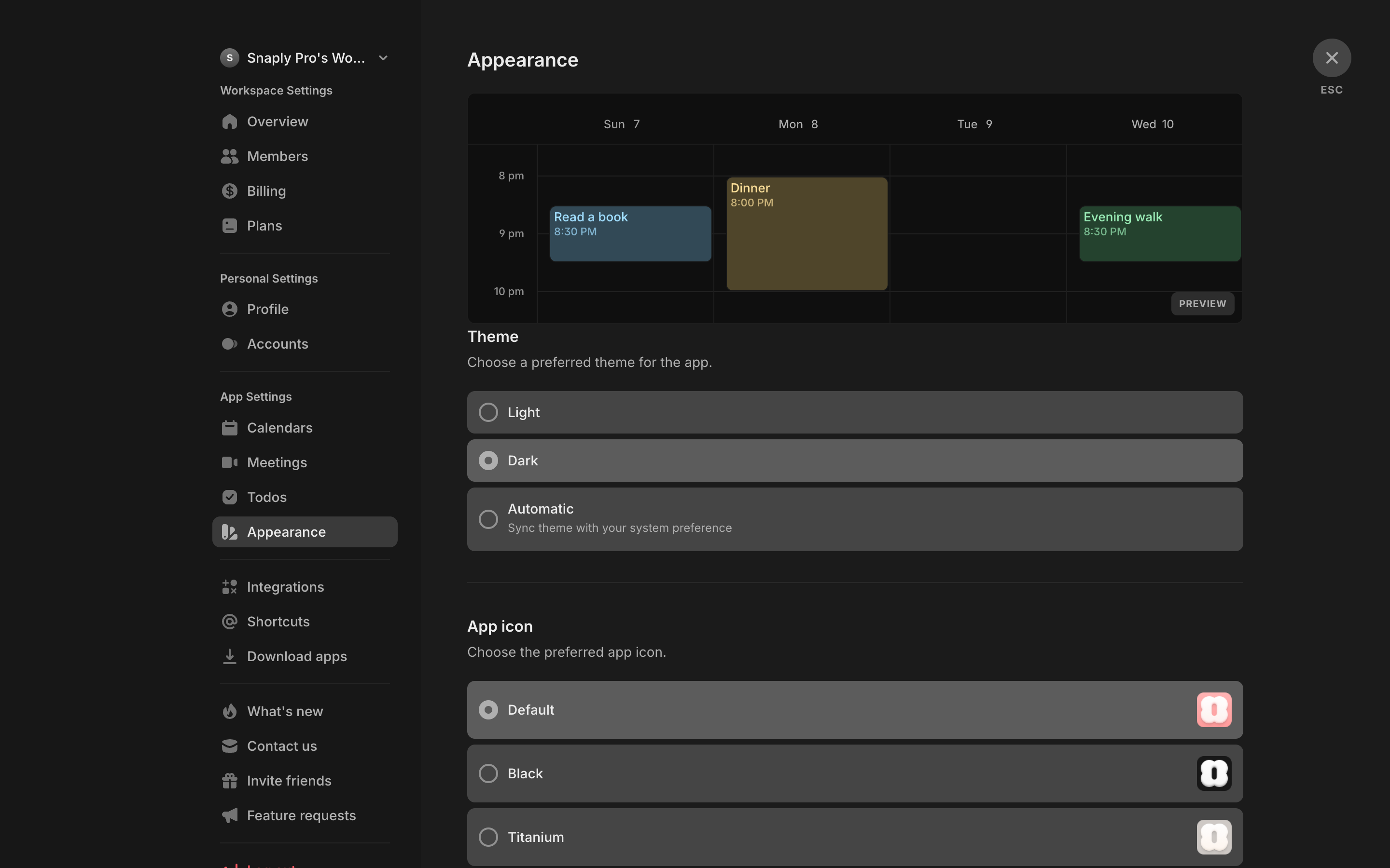 Amie — appearance-dark screenshot