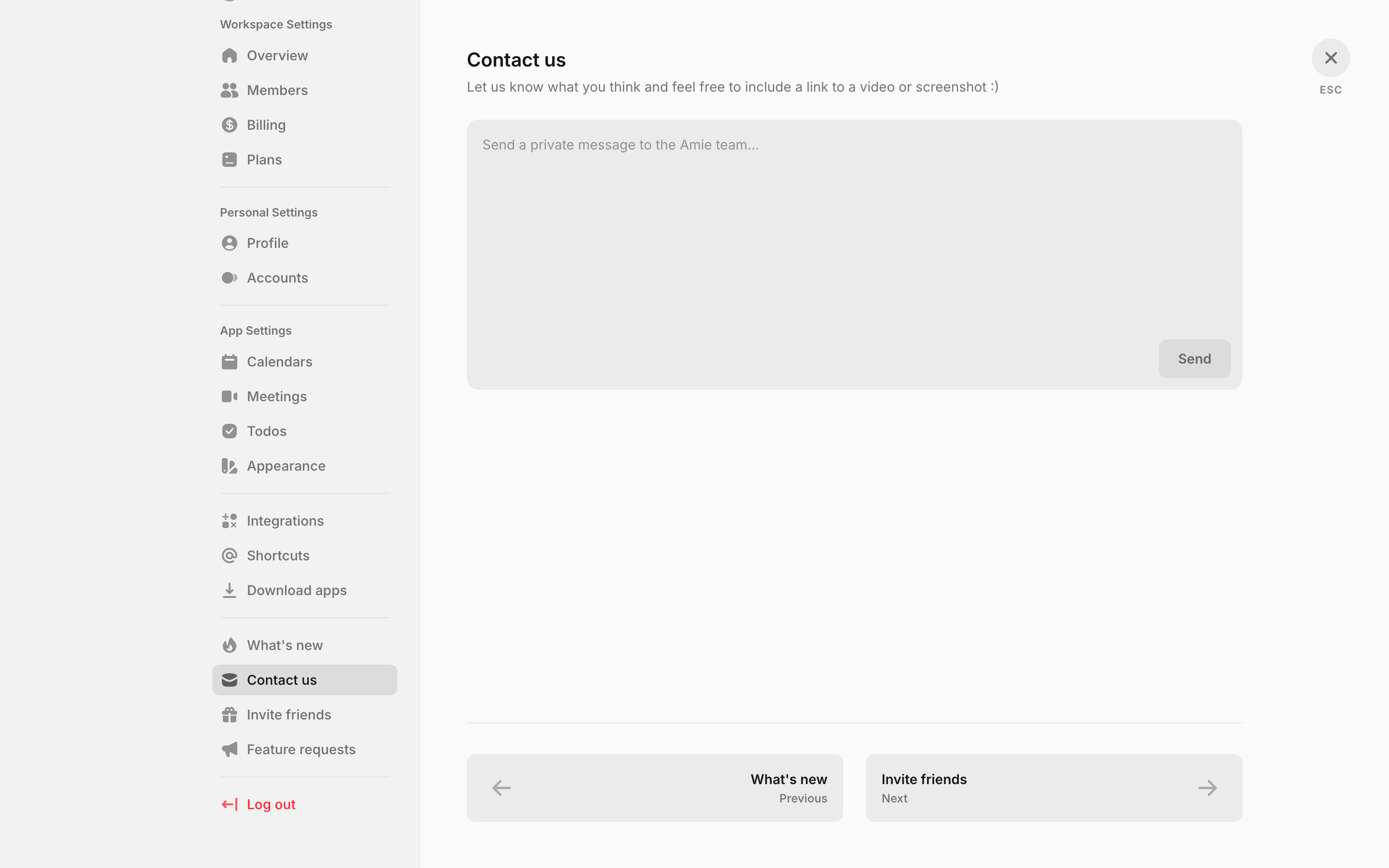 Amie — contact-us screenshot