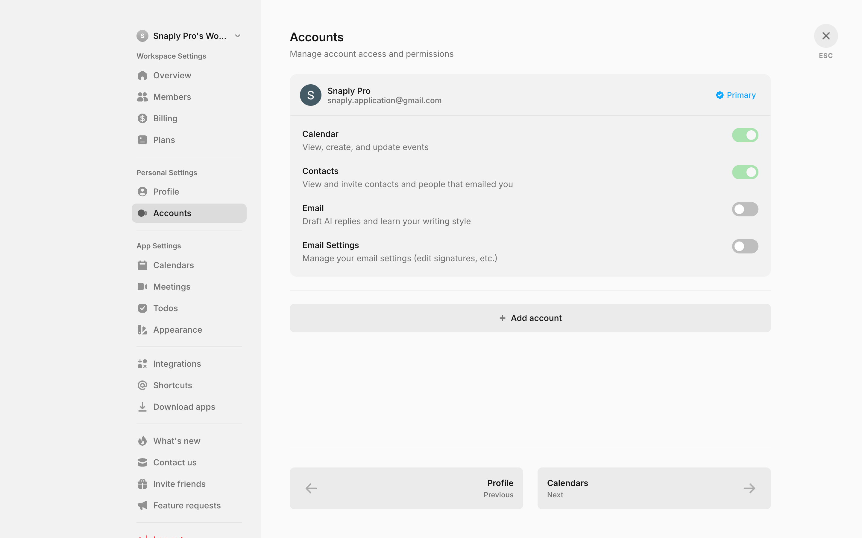 Amie — connected-accounts screenshot