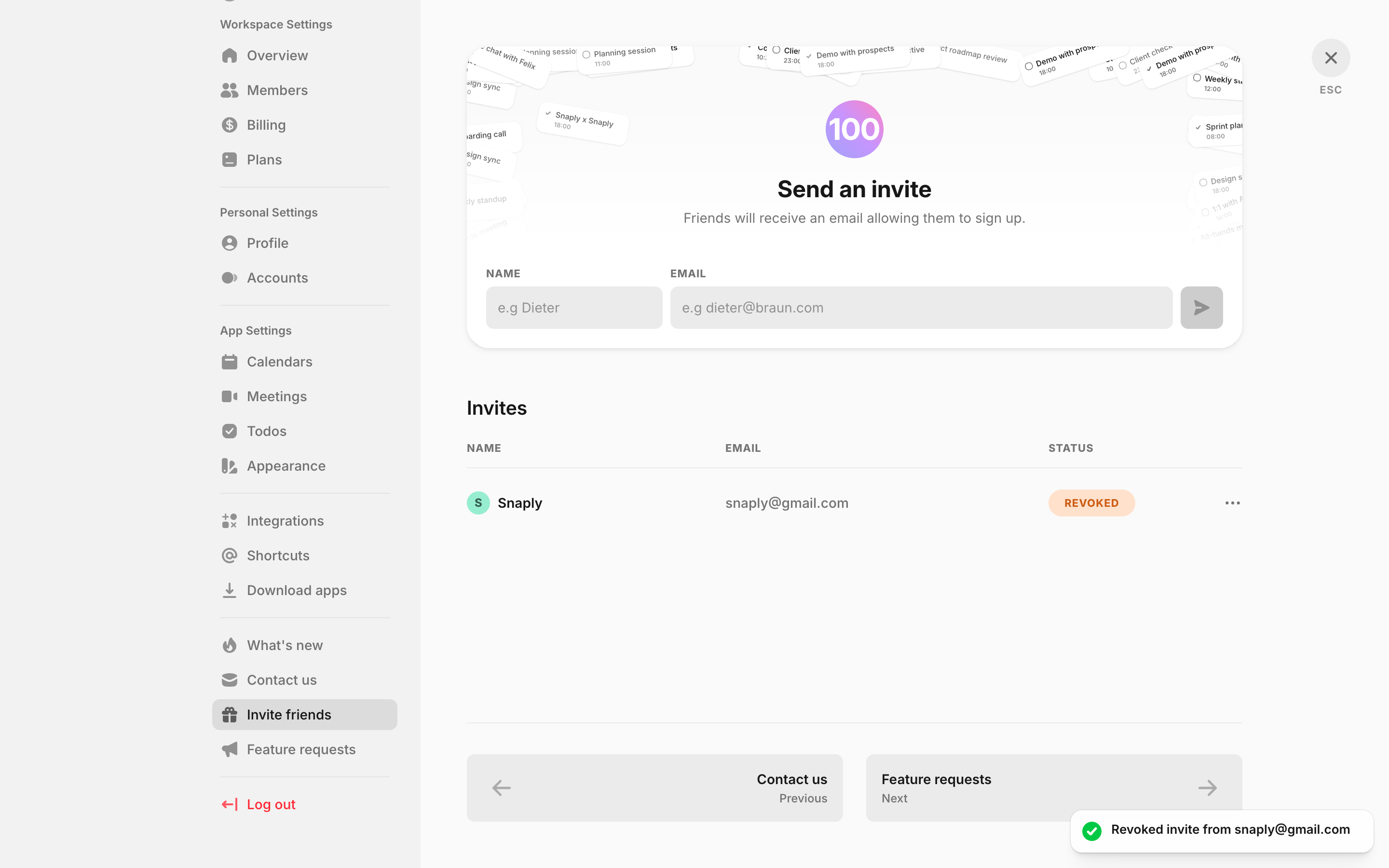 Amie — invite-friends-revoked screenshot
