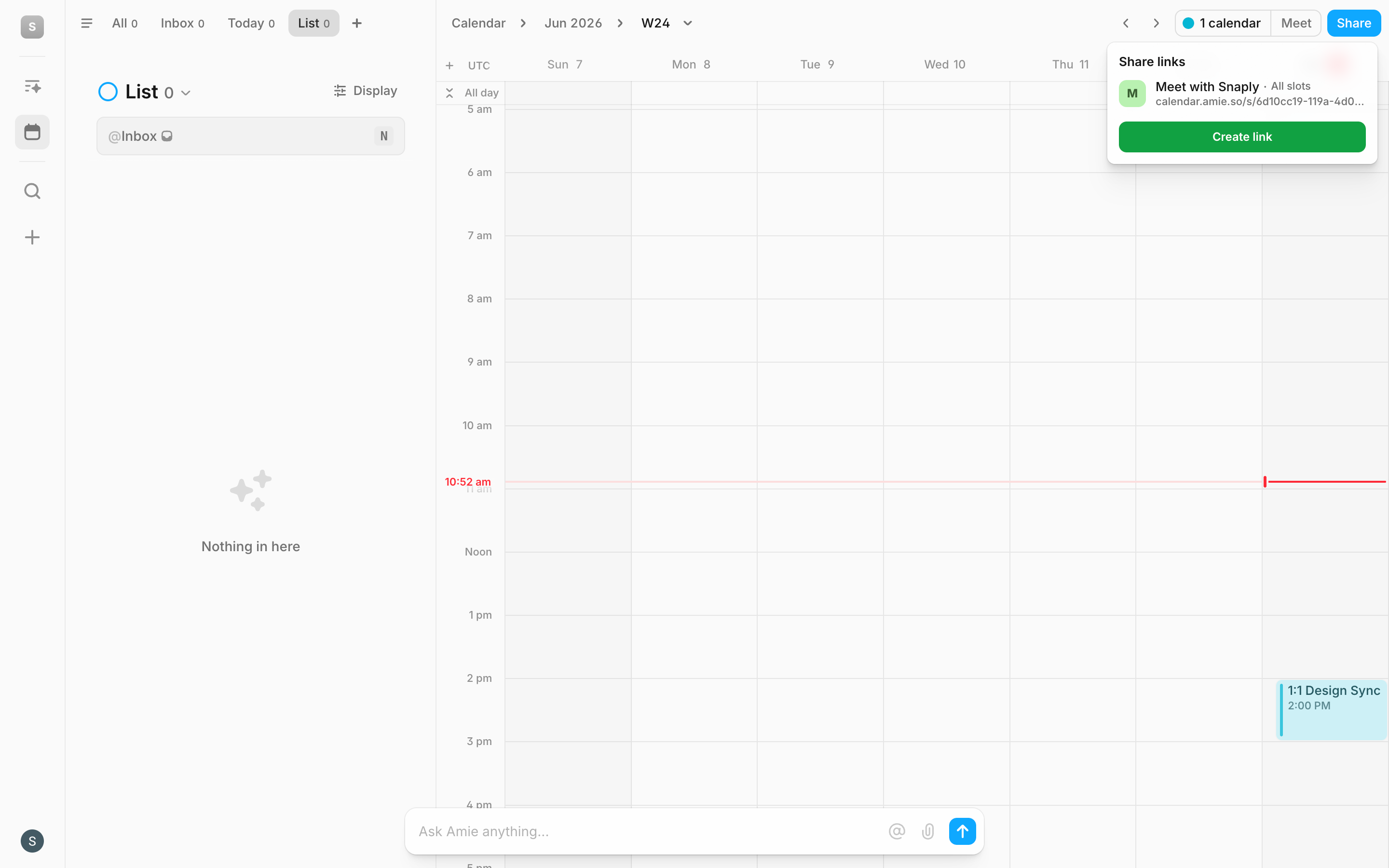 Amie — calendar-sync-toast screenshot