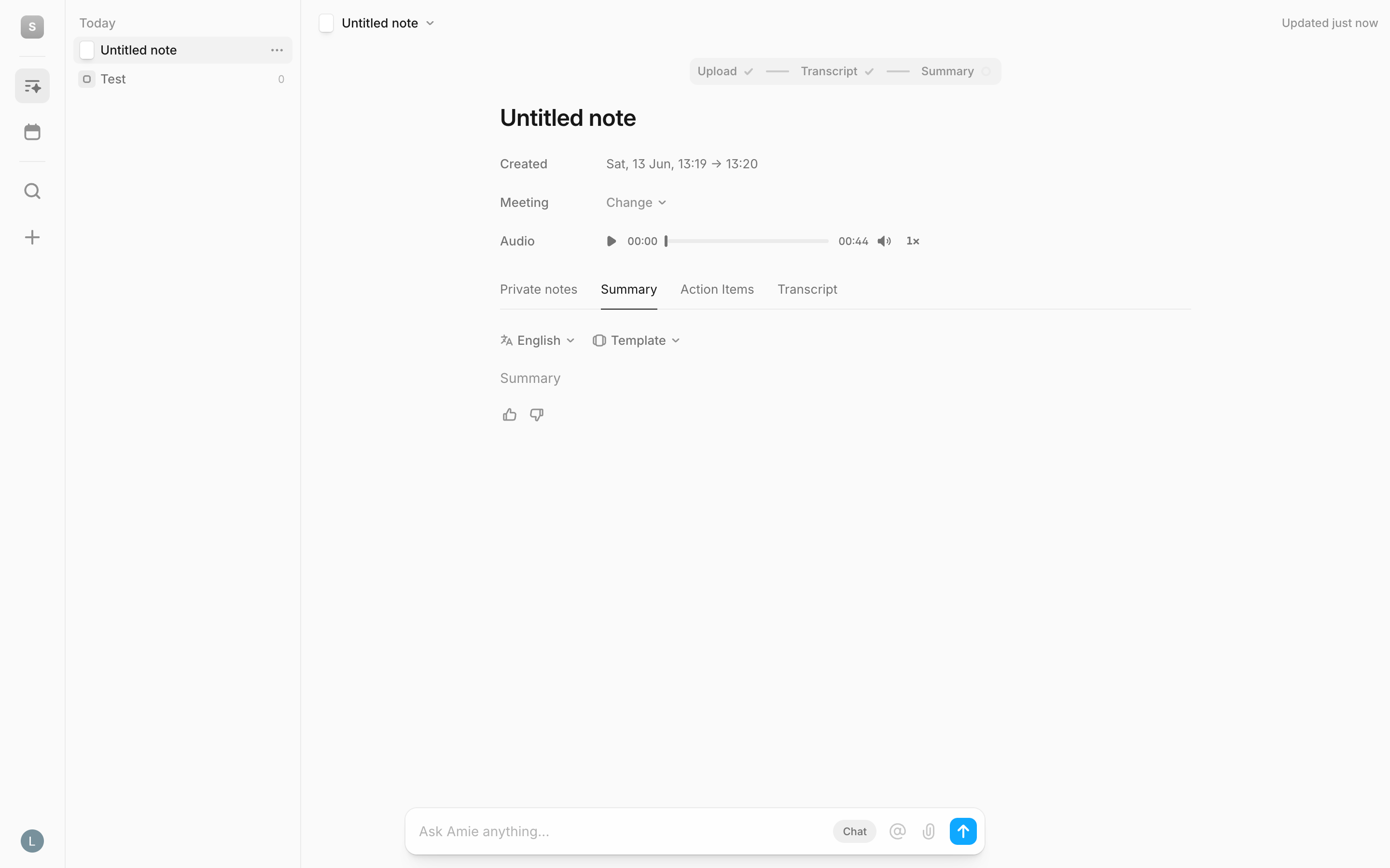 Amie — note-properties screenshot
