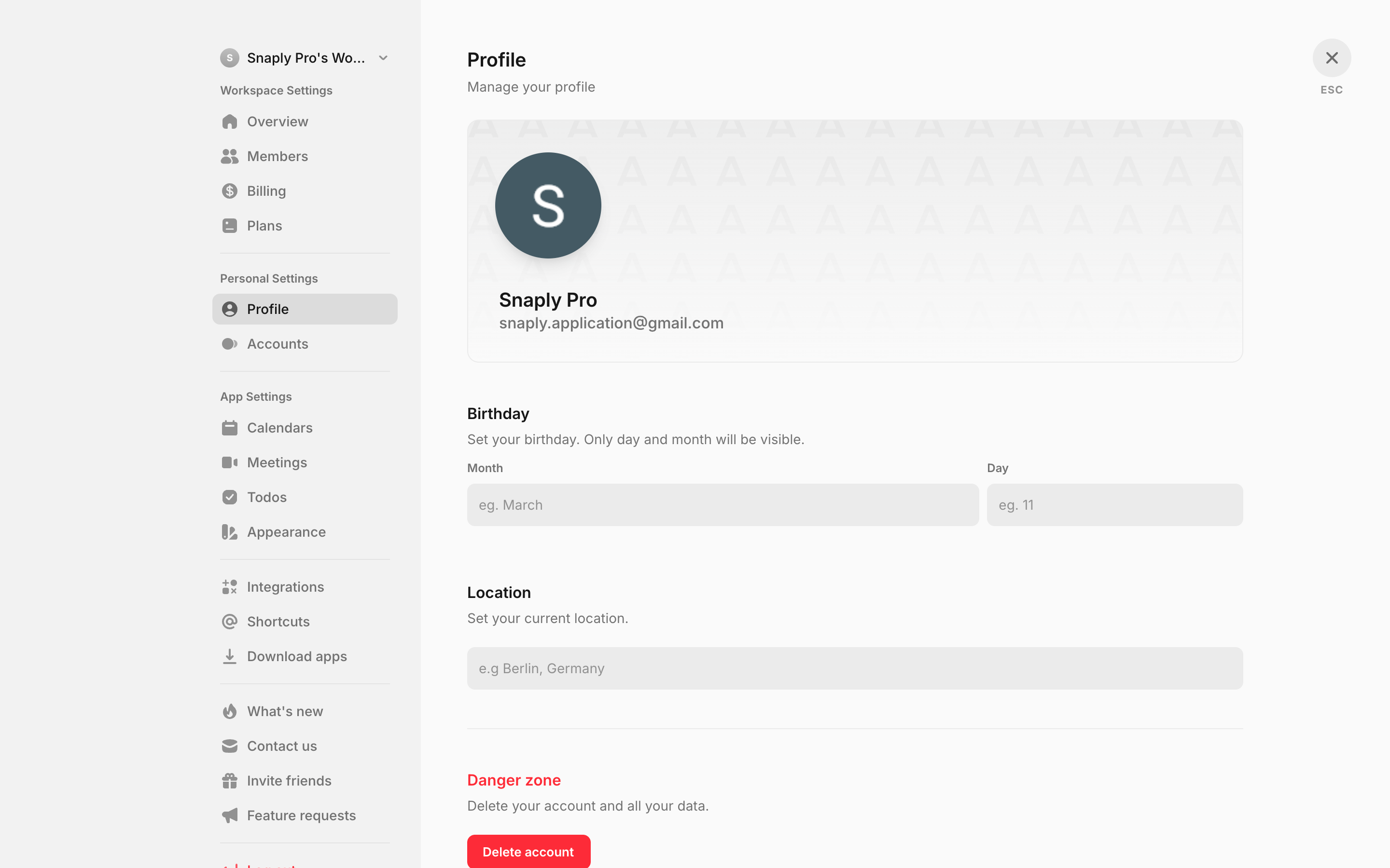 Amie — profile-form screenshot