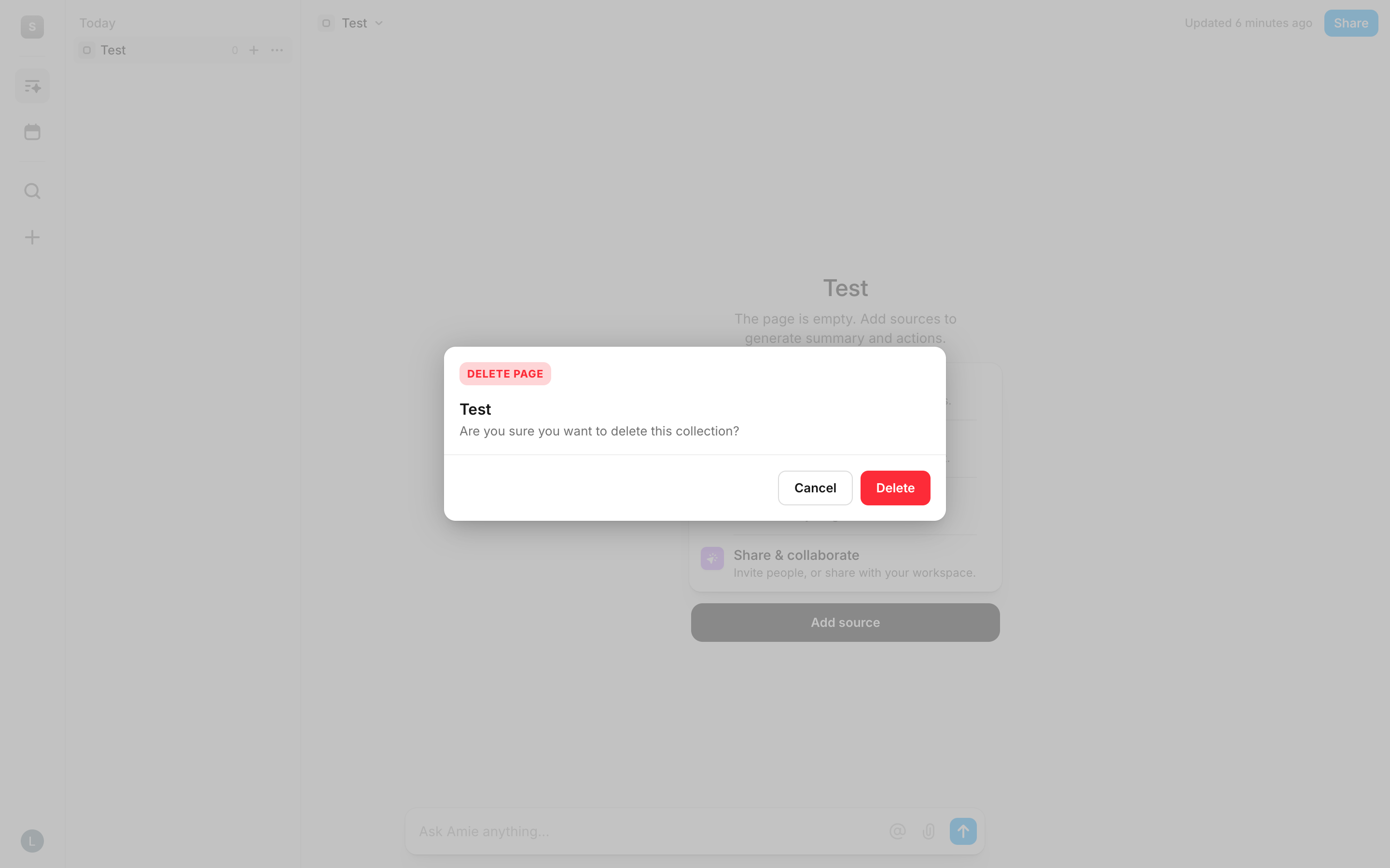 Amie — collection-dialog screenshot