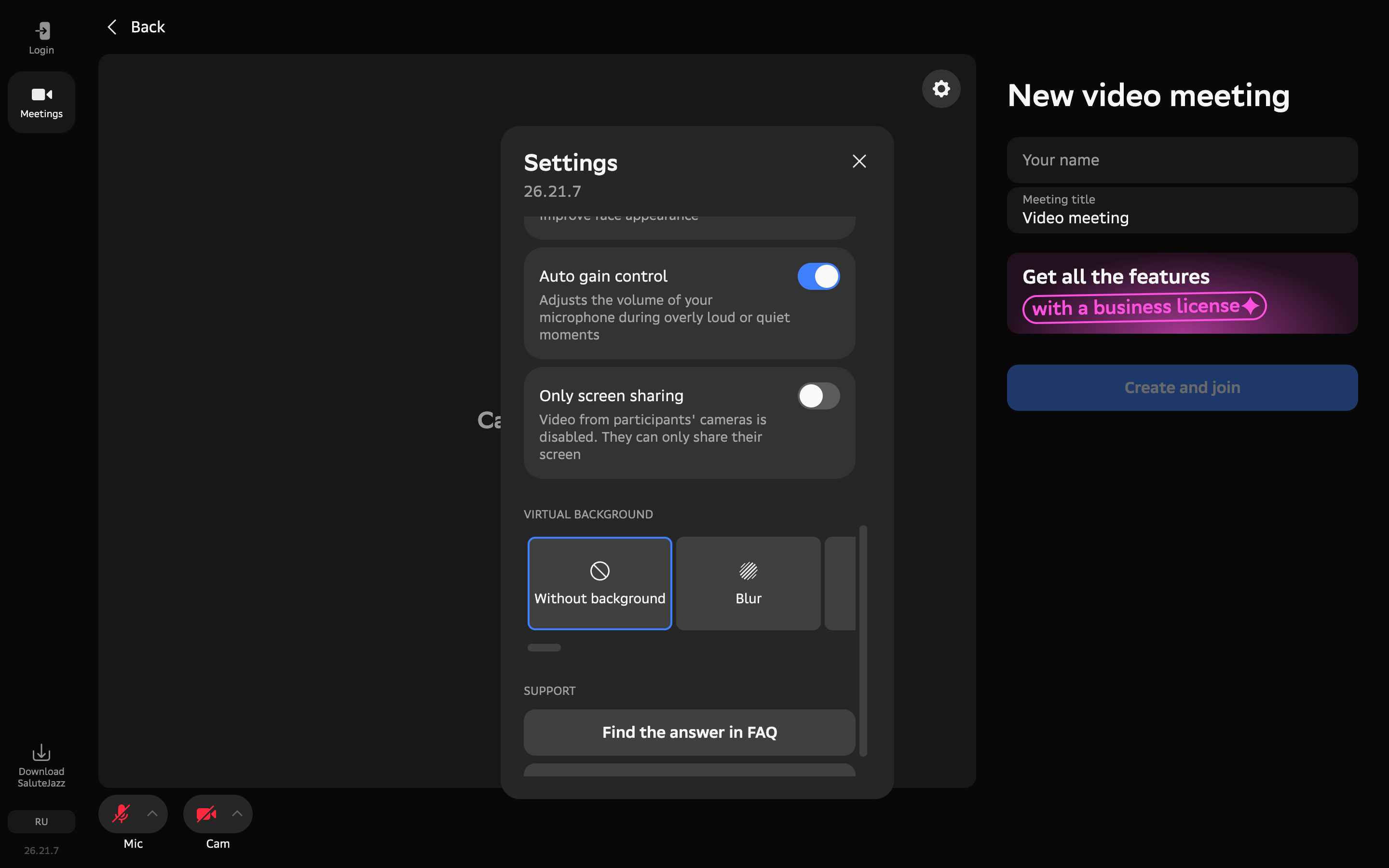 Salute Jazz — settings-audio-video screenshot