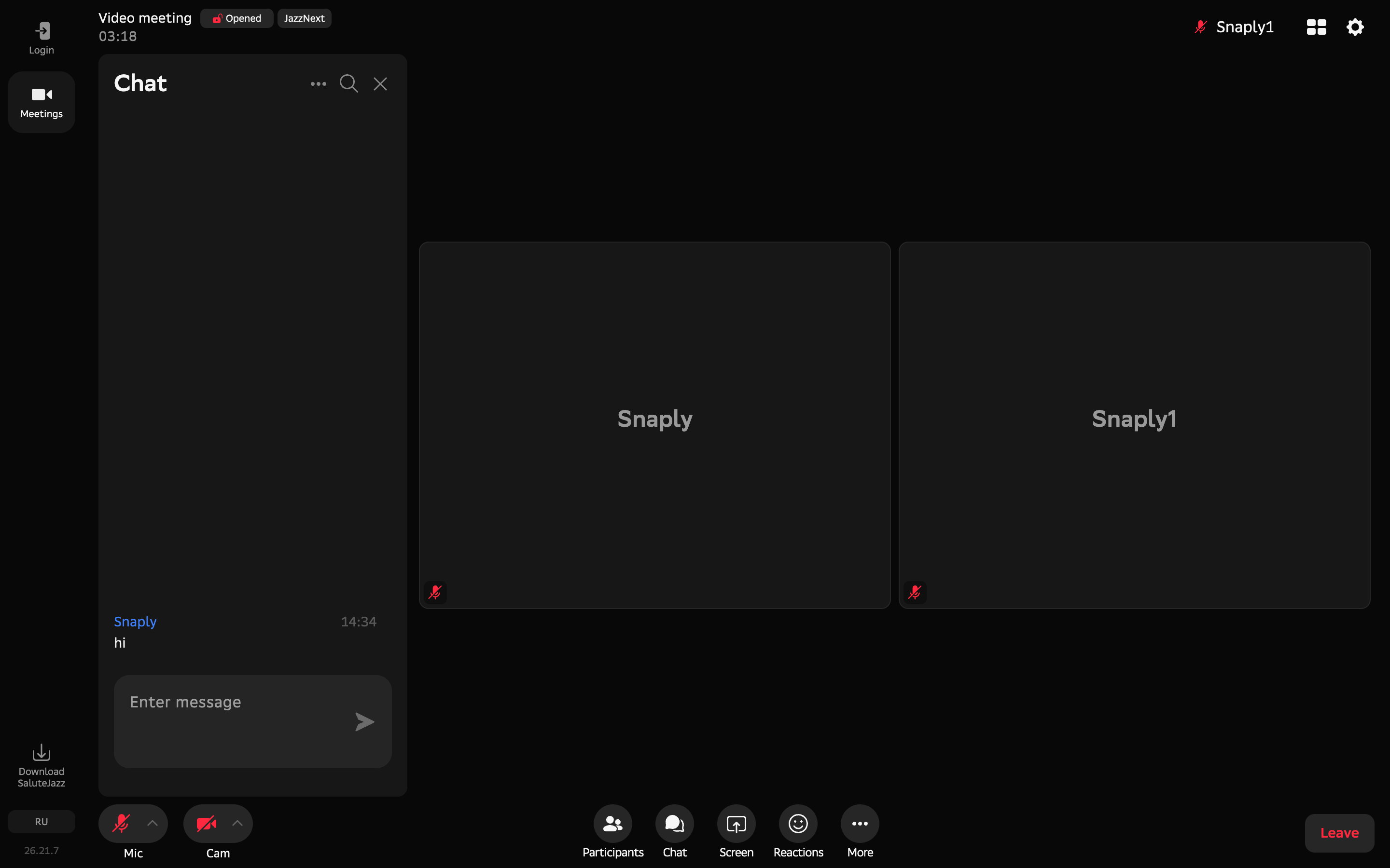 Salute Jazz — chat-message screenshot