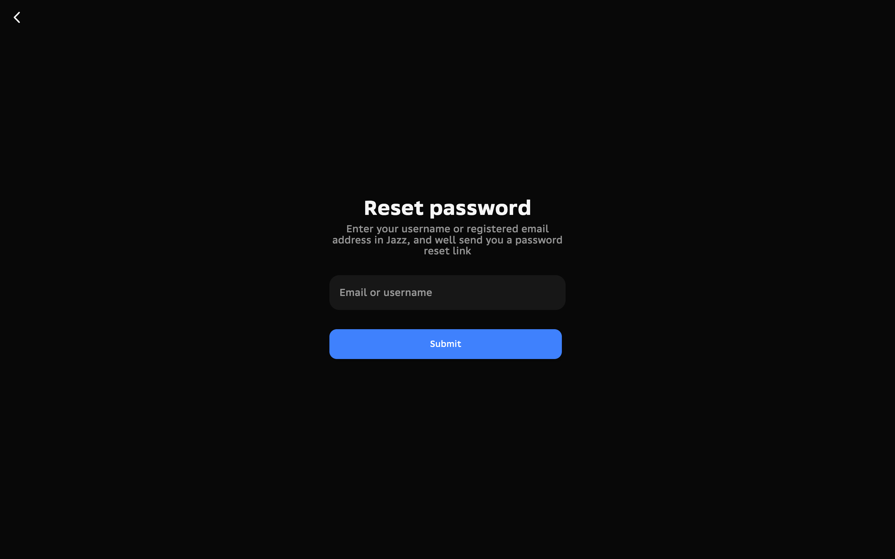 Salute Jazz — reset-password screenshot