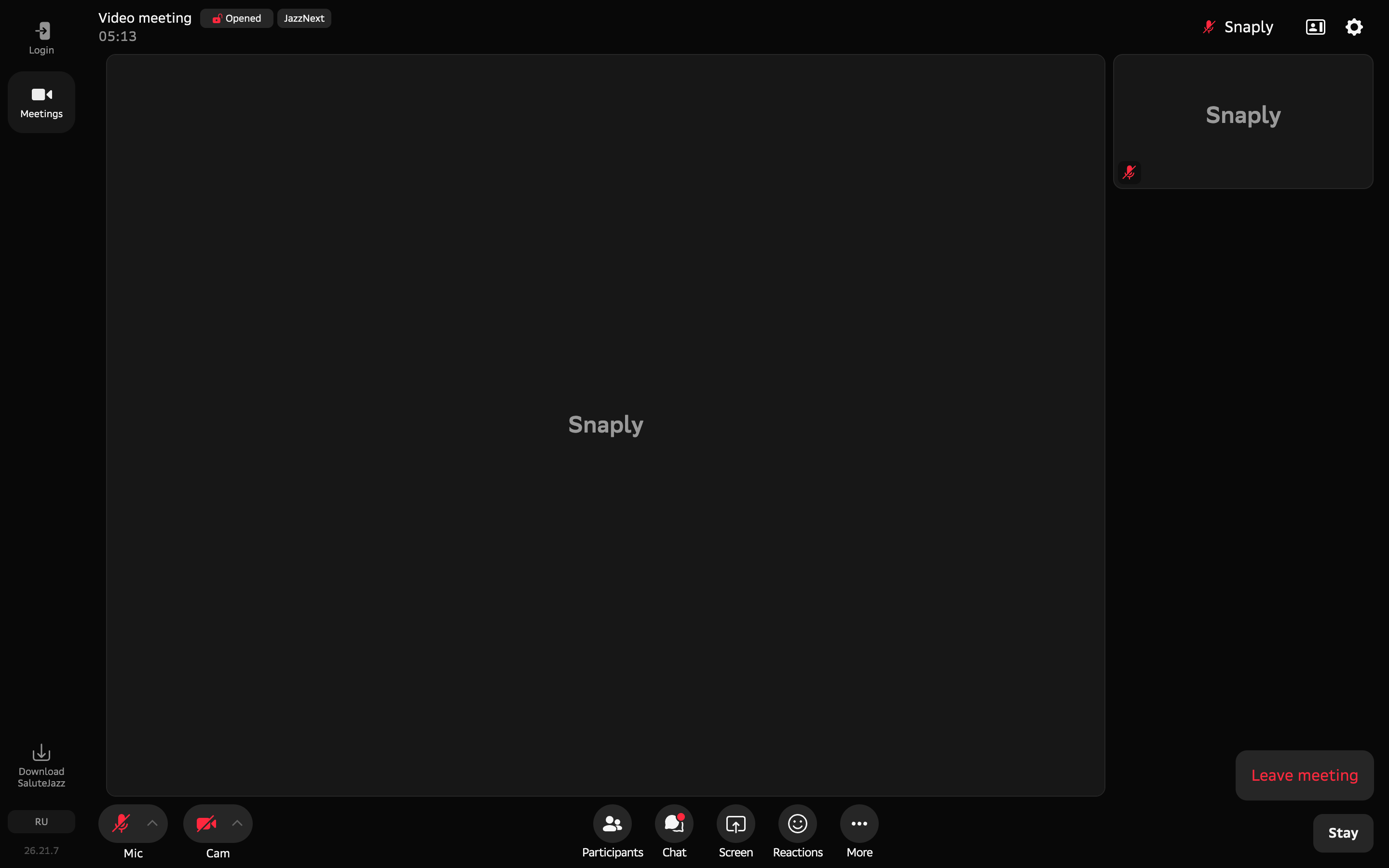 Salute Jazz — leave-meeting-confirm screenshot