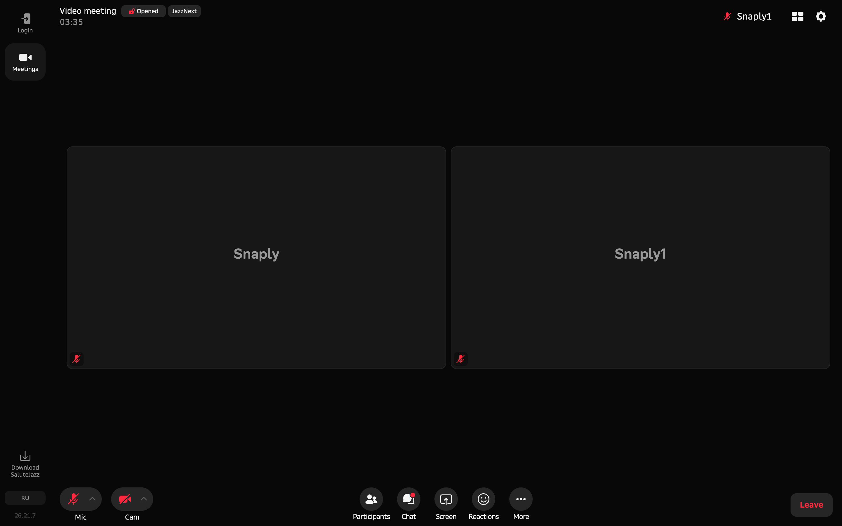 Salute Jazz — call-grid screenshot