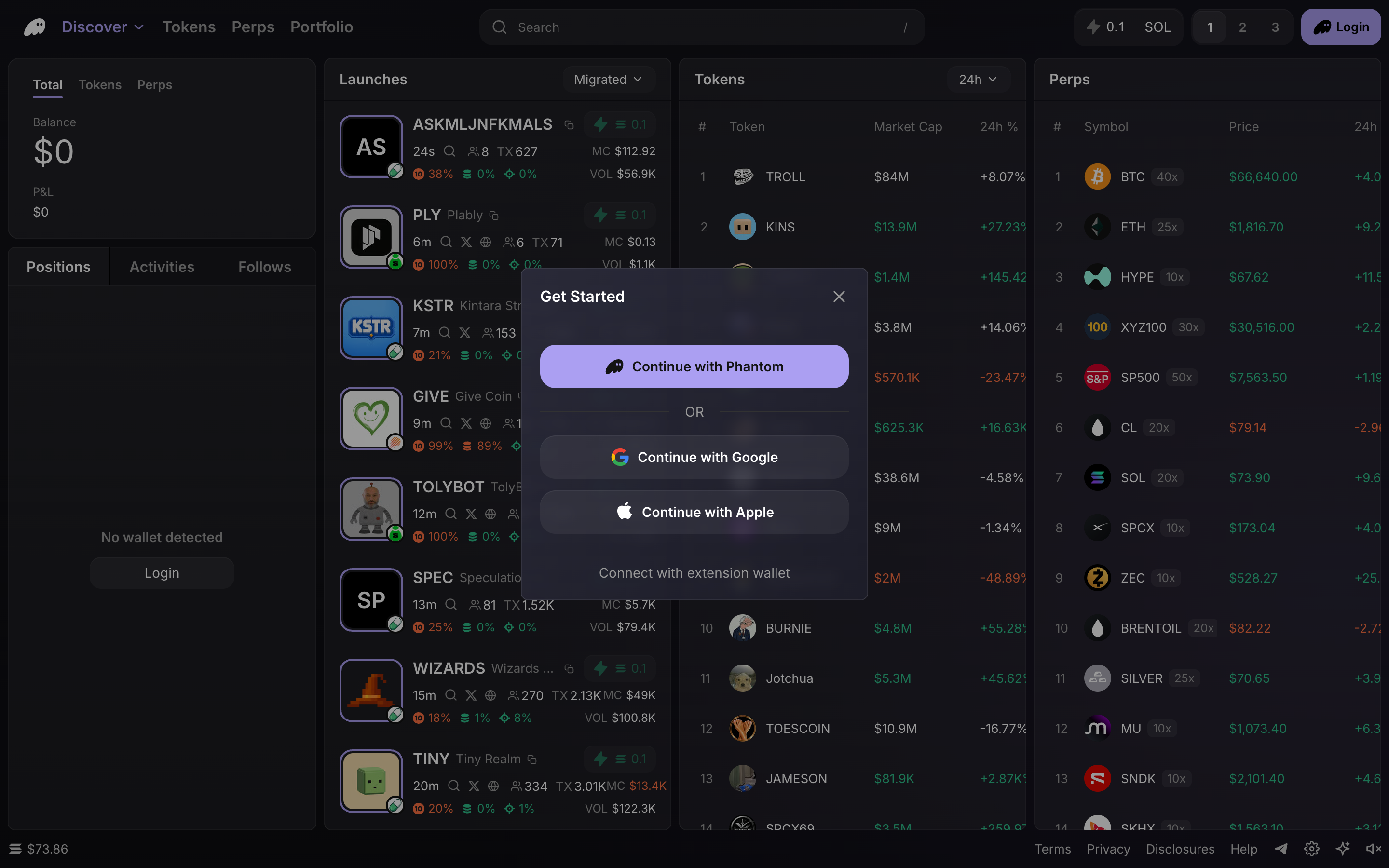Phantom Terminal — login-dialog screenshot