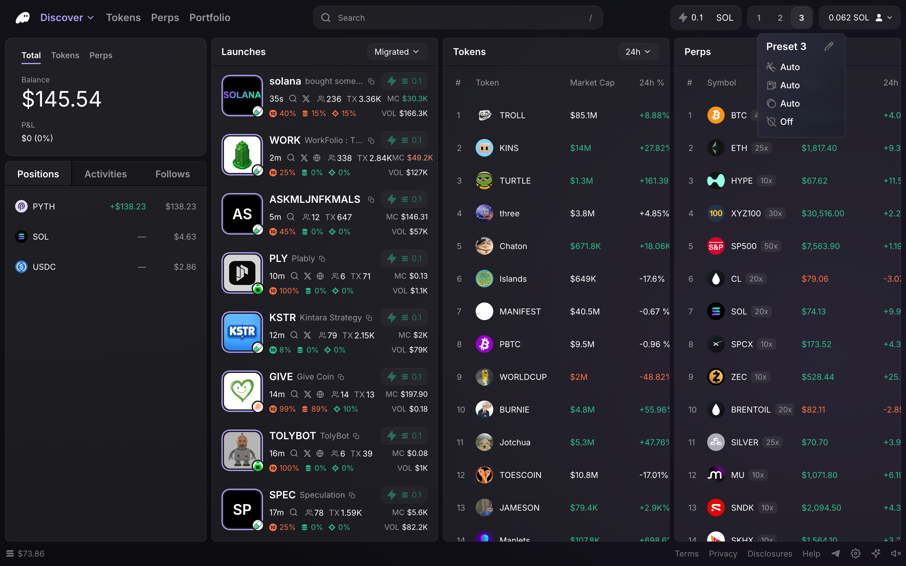 Phantom Terminal — preset-dropdown screenshot