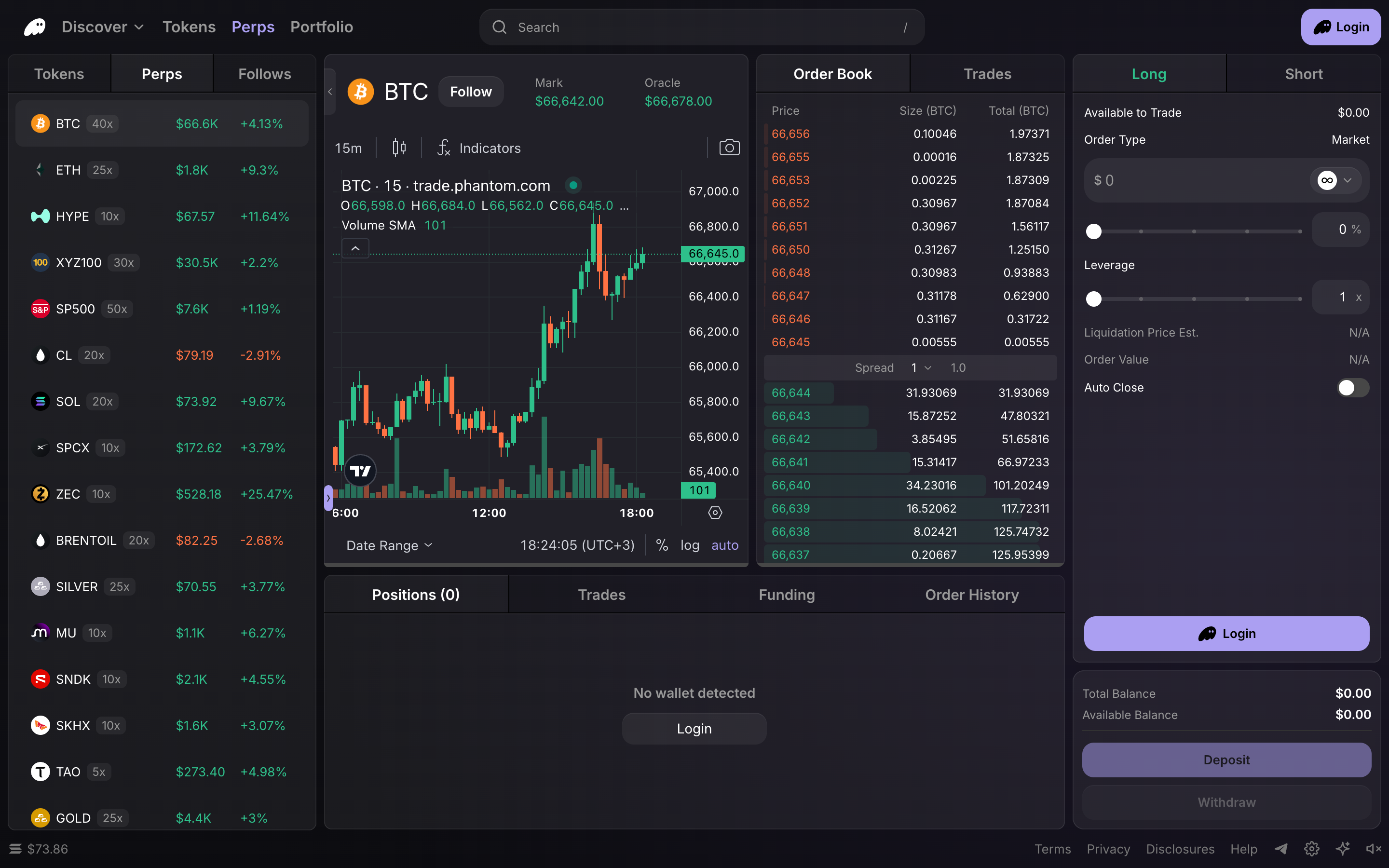 Phantom Terminal — token-order-book screenshot