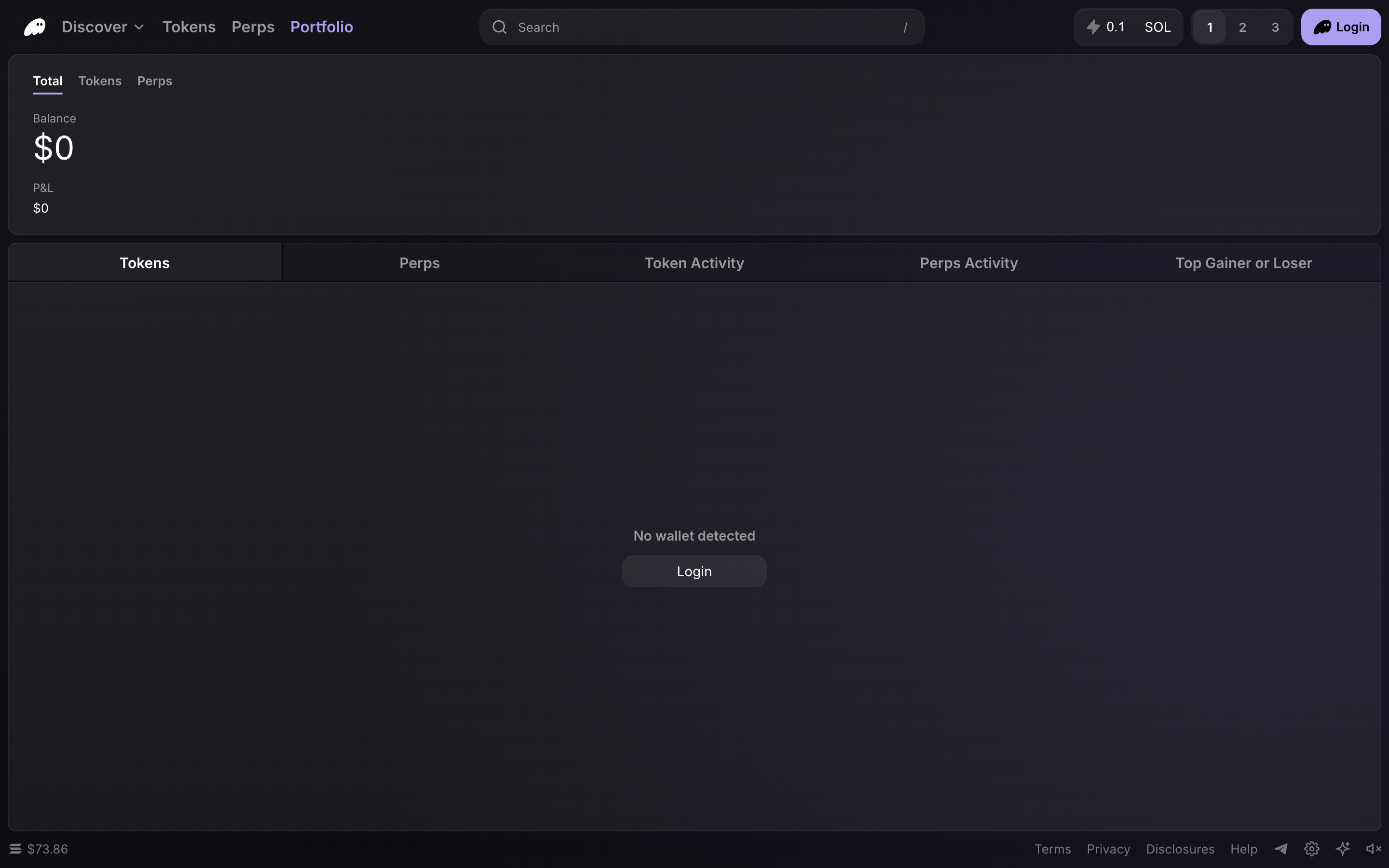 Phantom Terminal — portfolio-empty screenshot