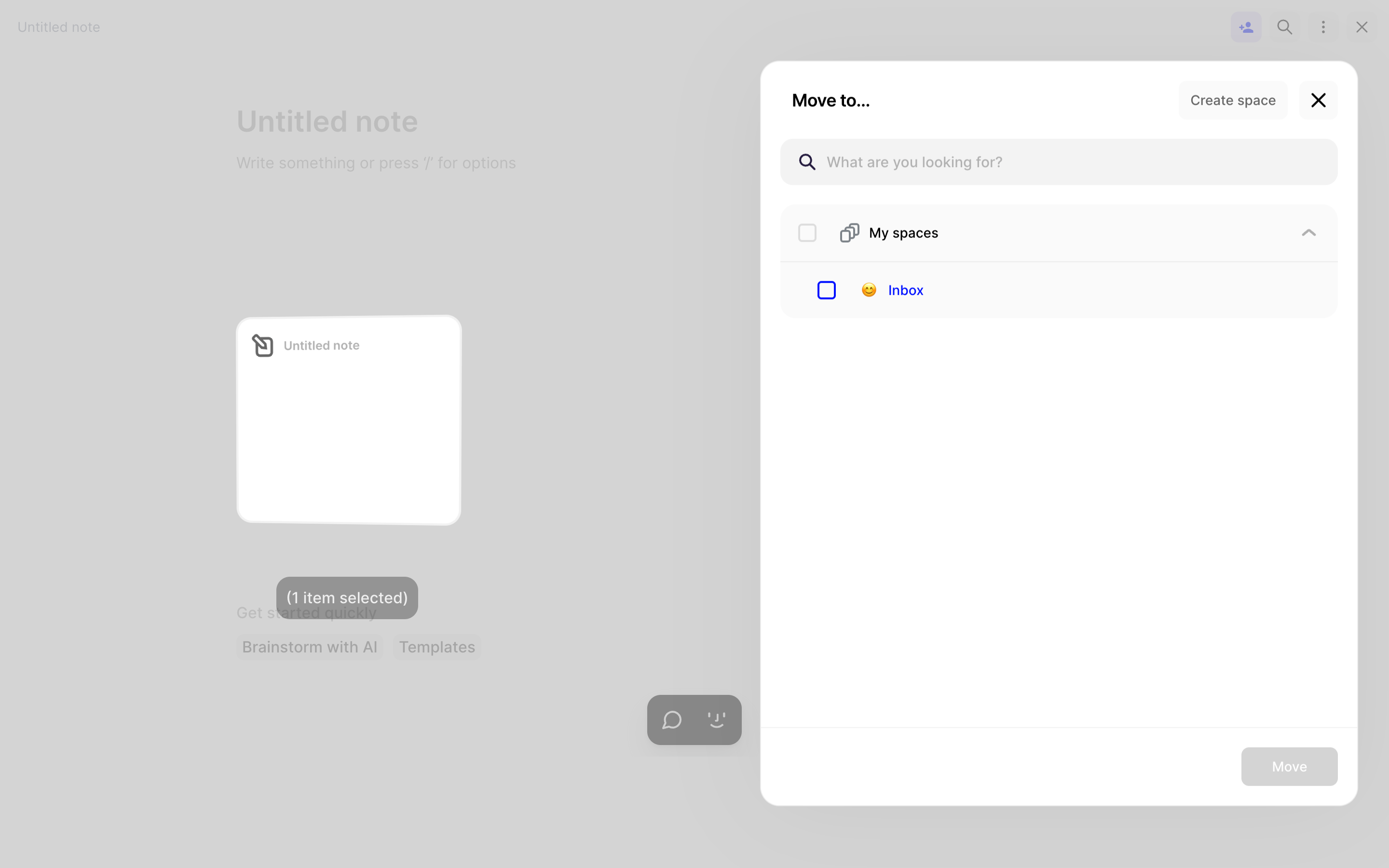Fabric — move-dialog screenshot