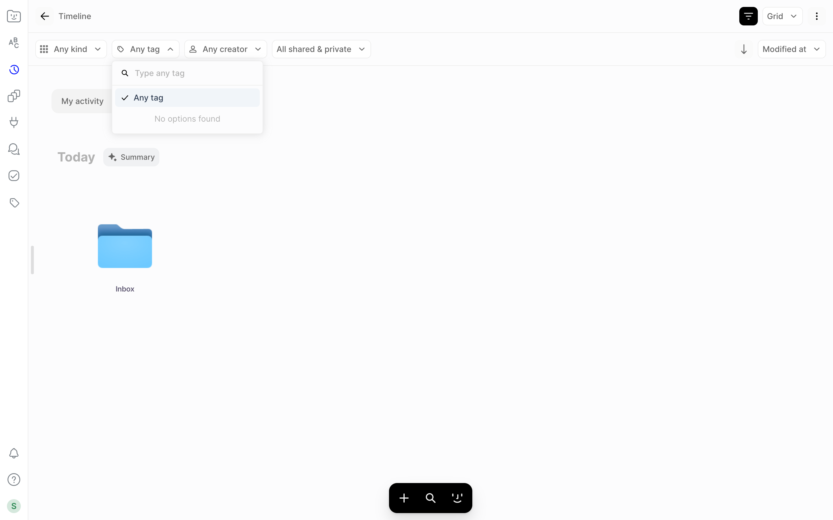 Fabric — folder-menu screenshot