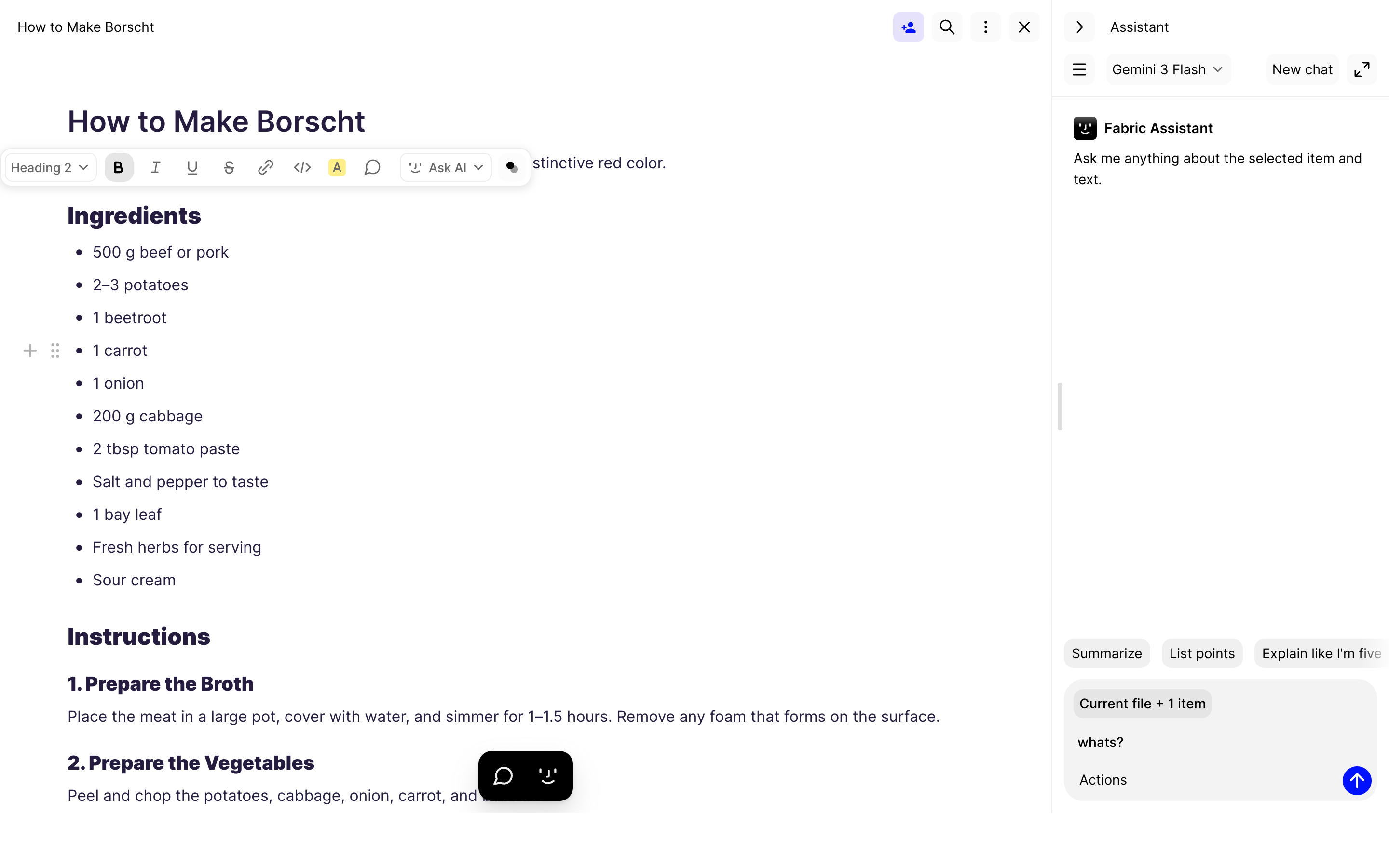 Fabric — recipe-assistant screenshot