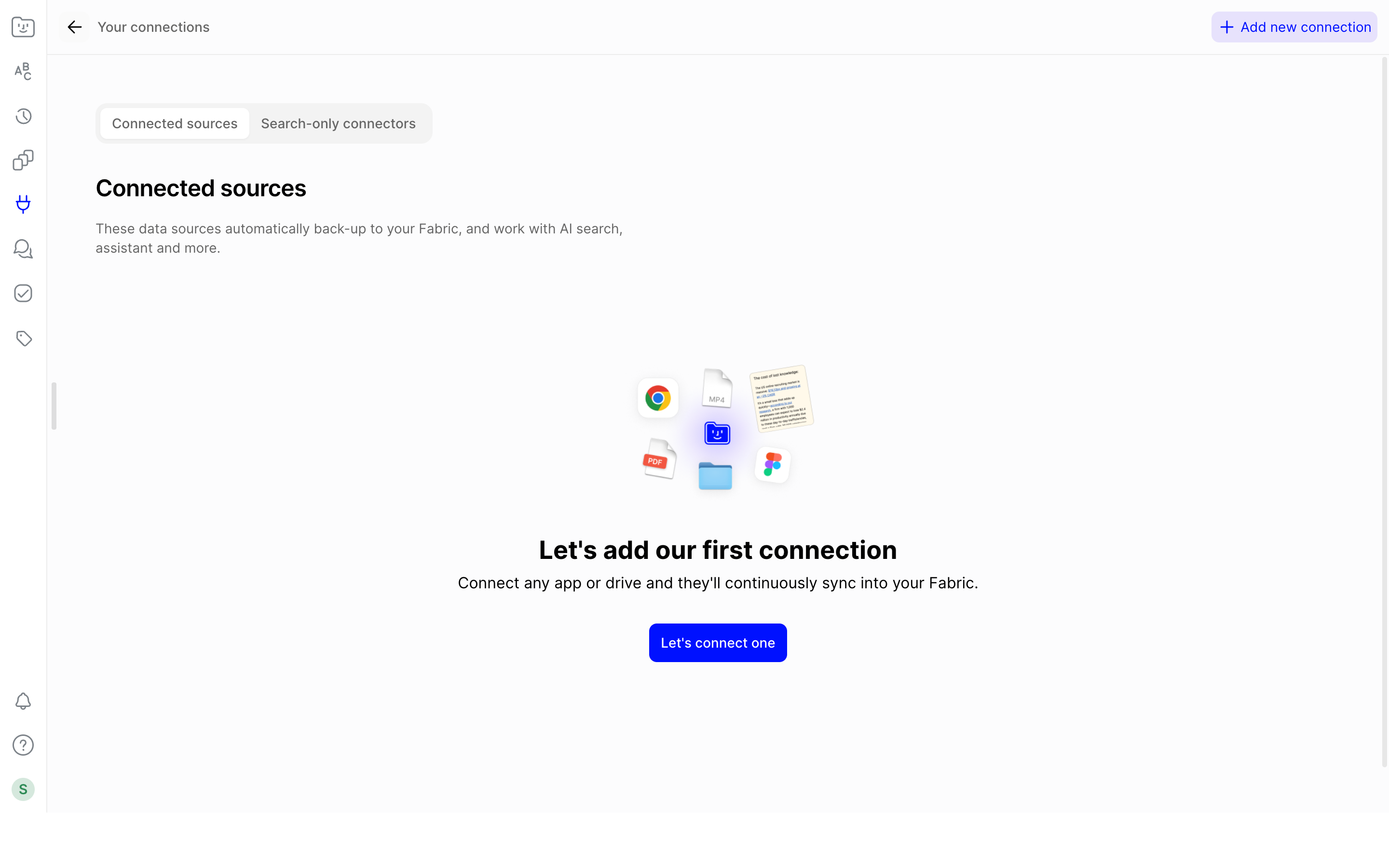 Fabric — connected-sources screenshot