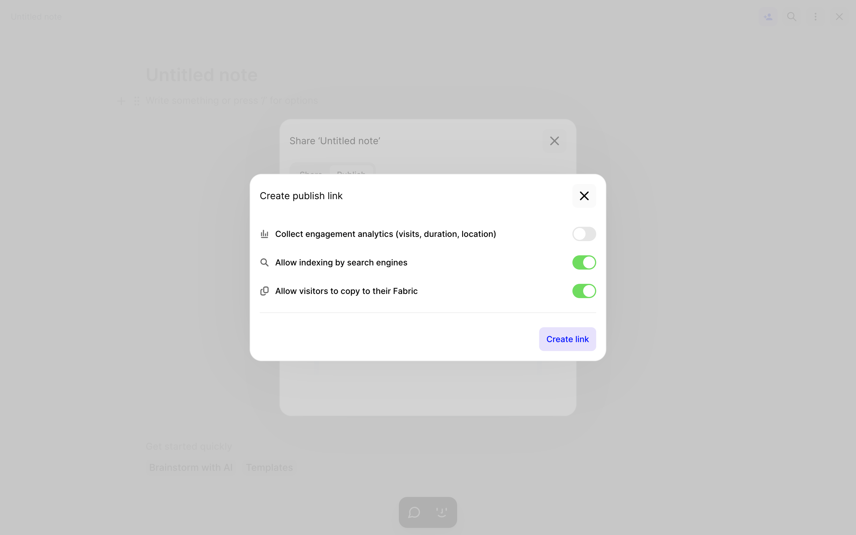Fabric — public-link screenshot