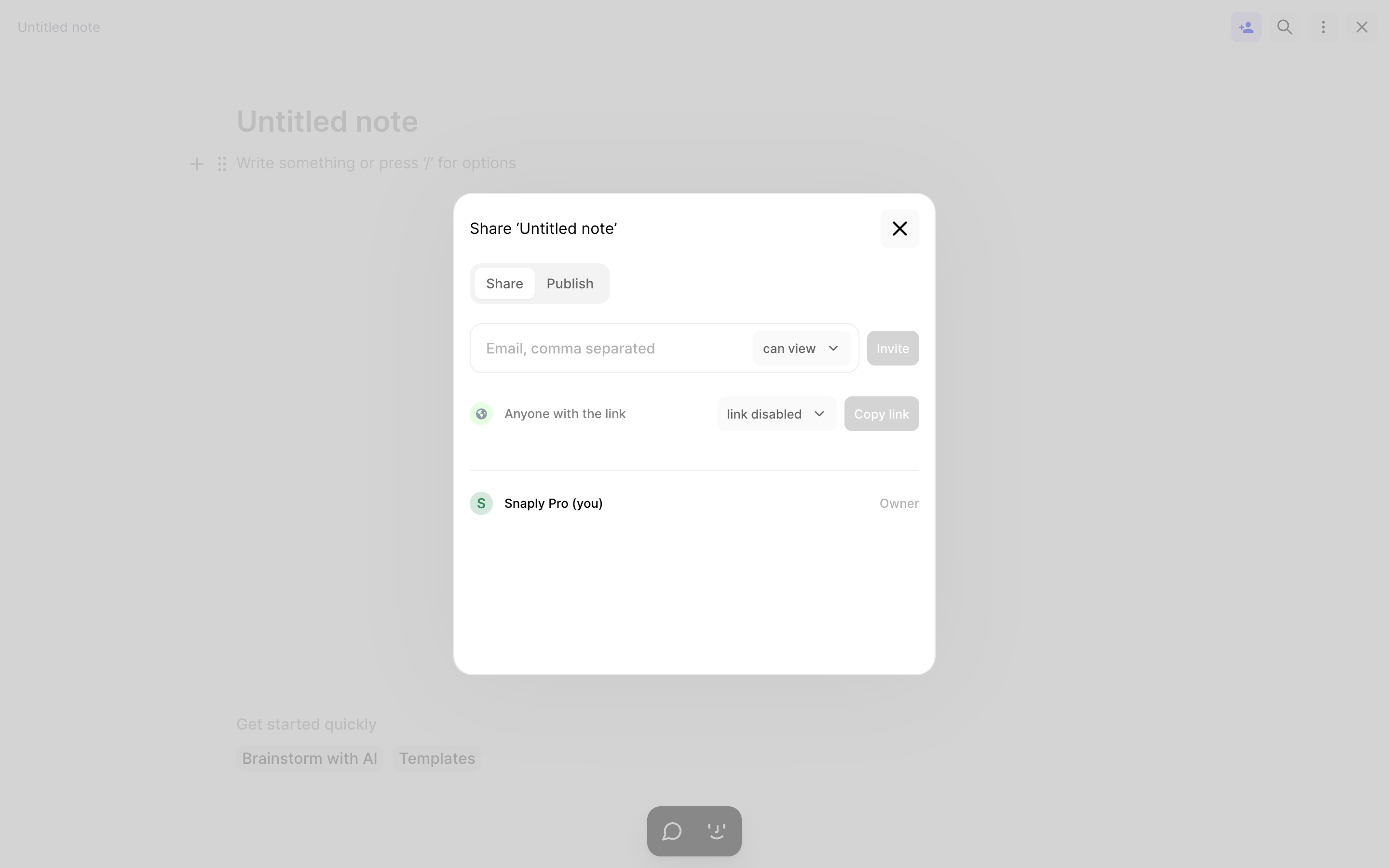 Fabric — share-modal screenshot