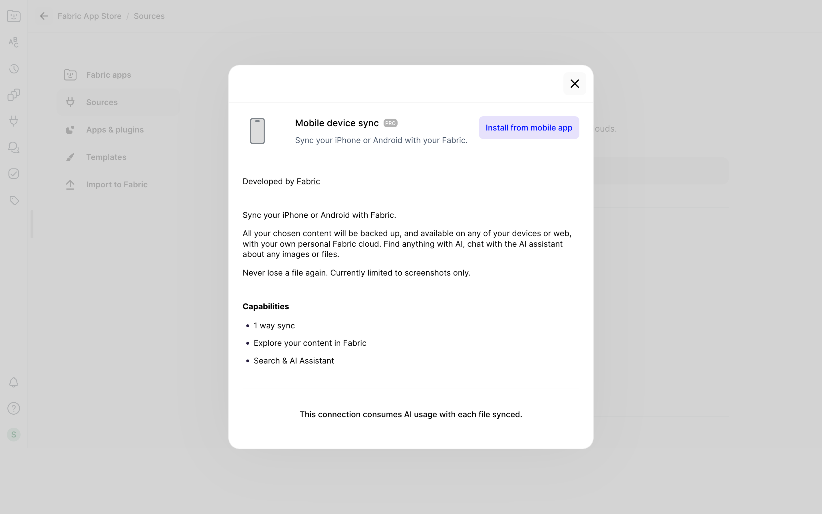 Fabric — mobile-source screenshot