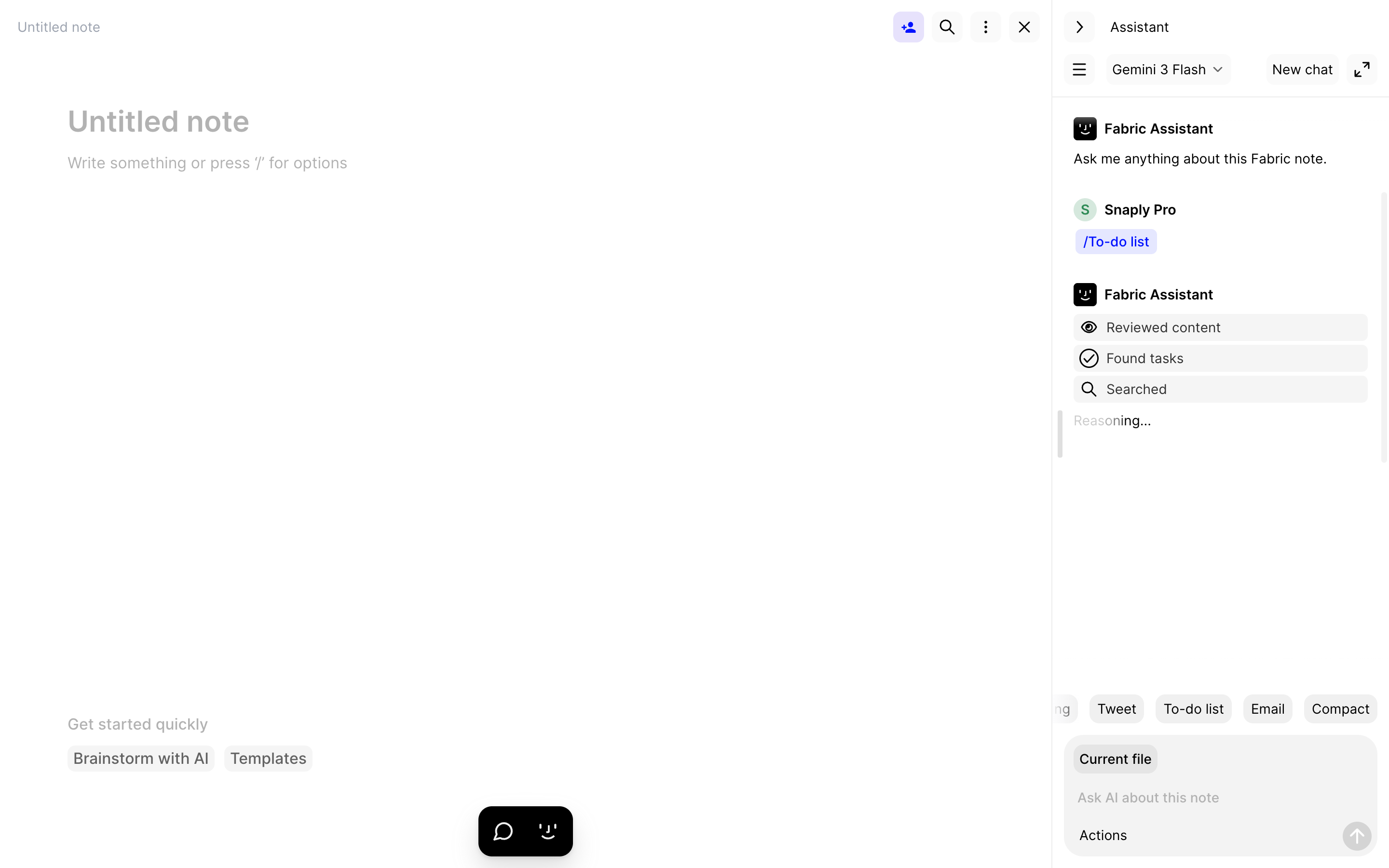 Fabric — assistant-popover screenshot