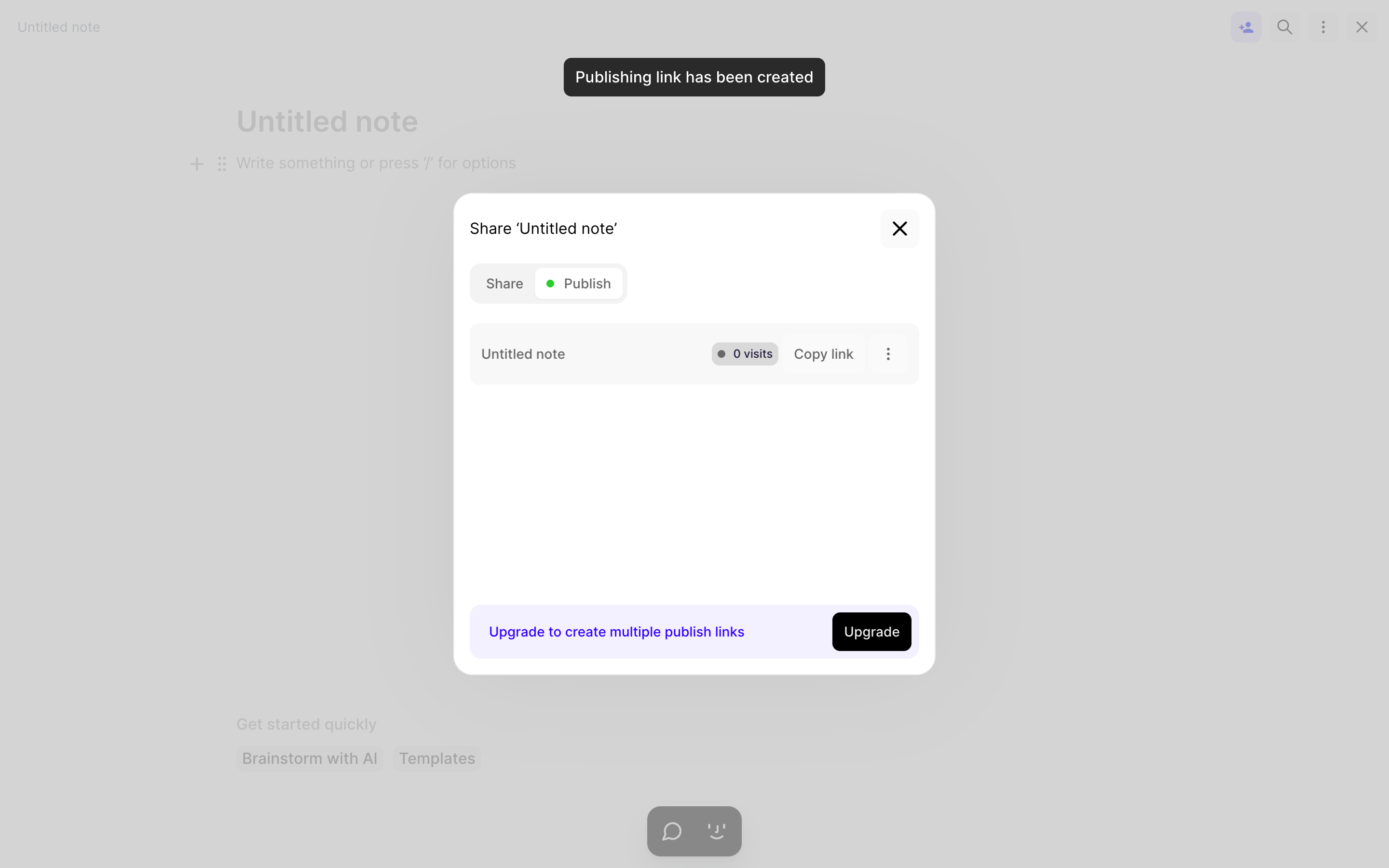 Fabric — publish-toast screenshot