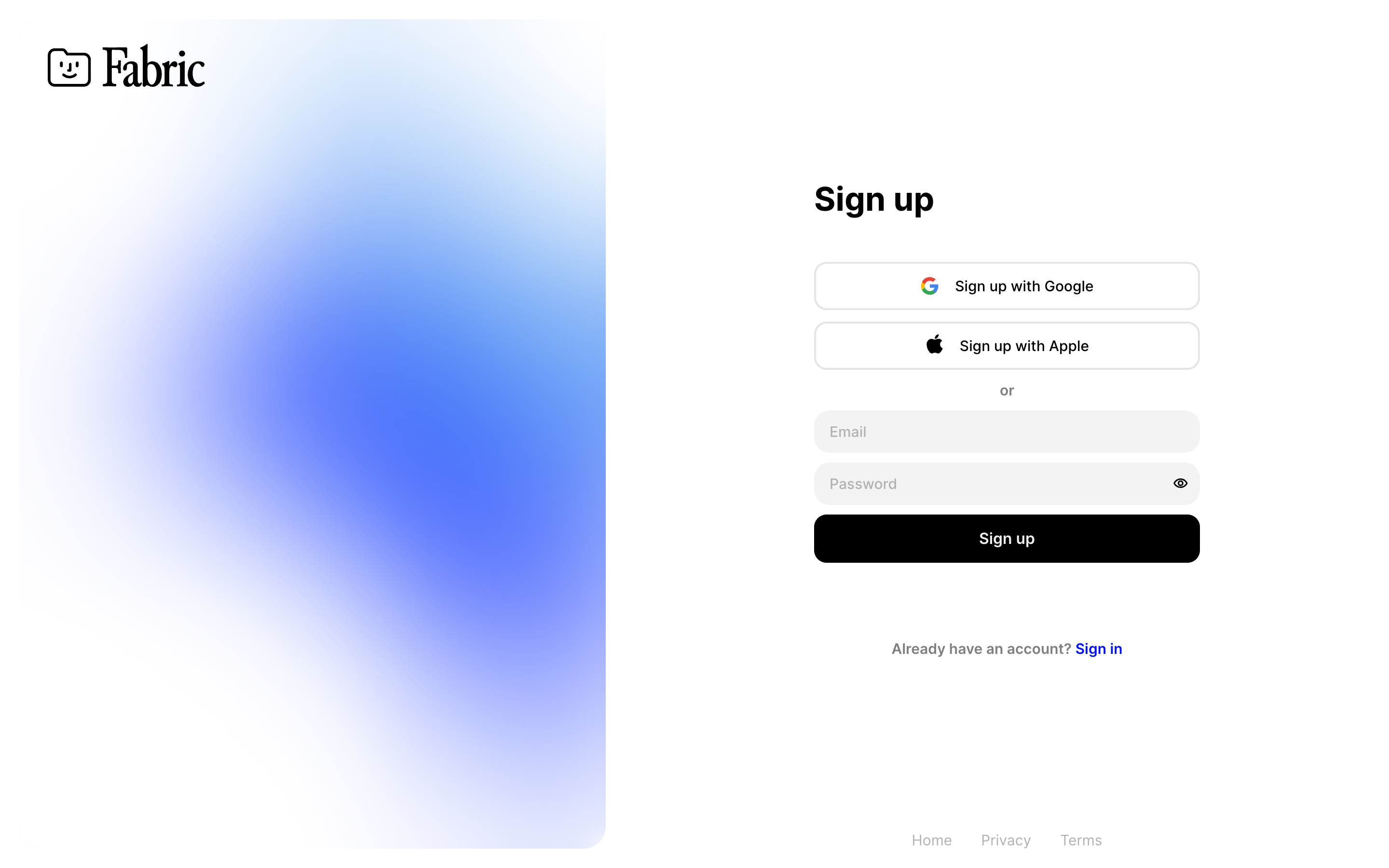 Fabric — signuphttps://admin.snaply.pro/ screenshot