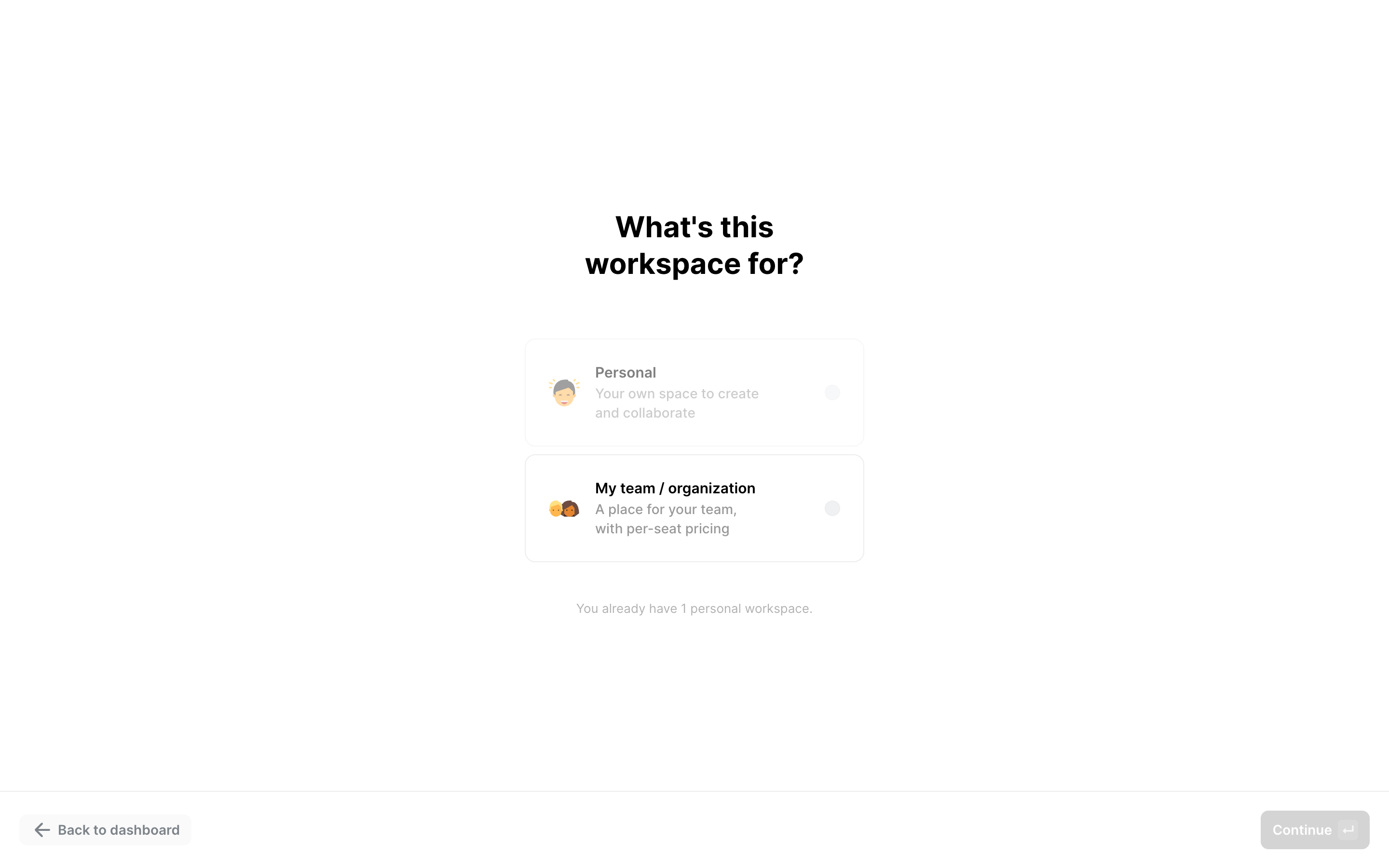 Fabric — workspace-choice screenshot