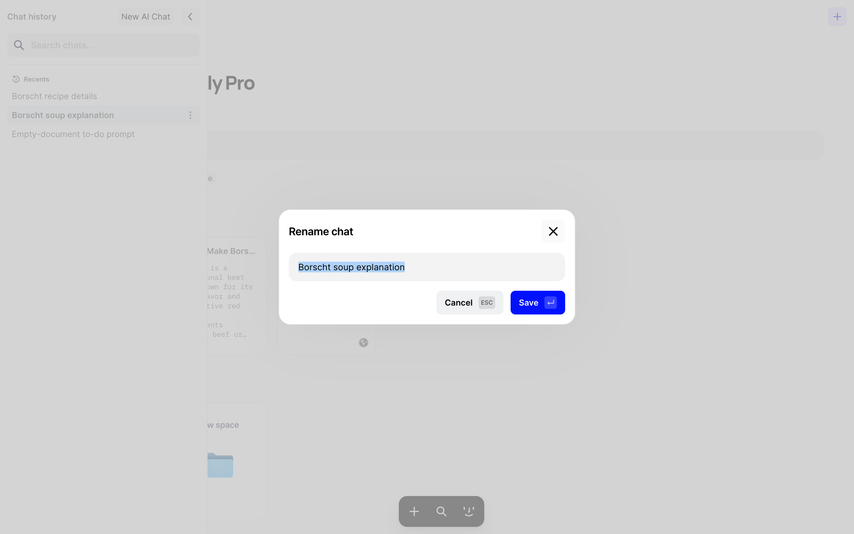 Fabric — rename-chat screenshot