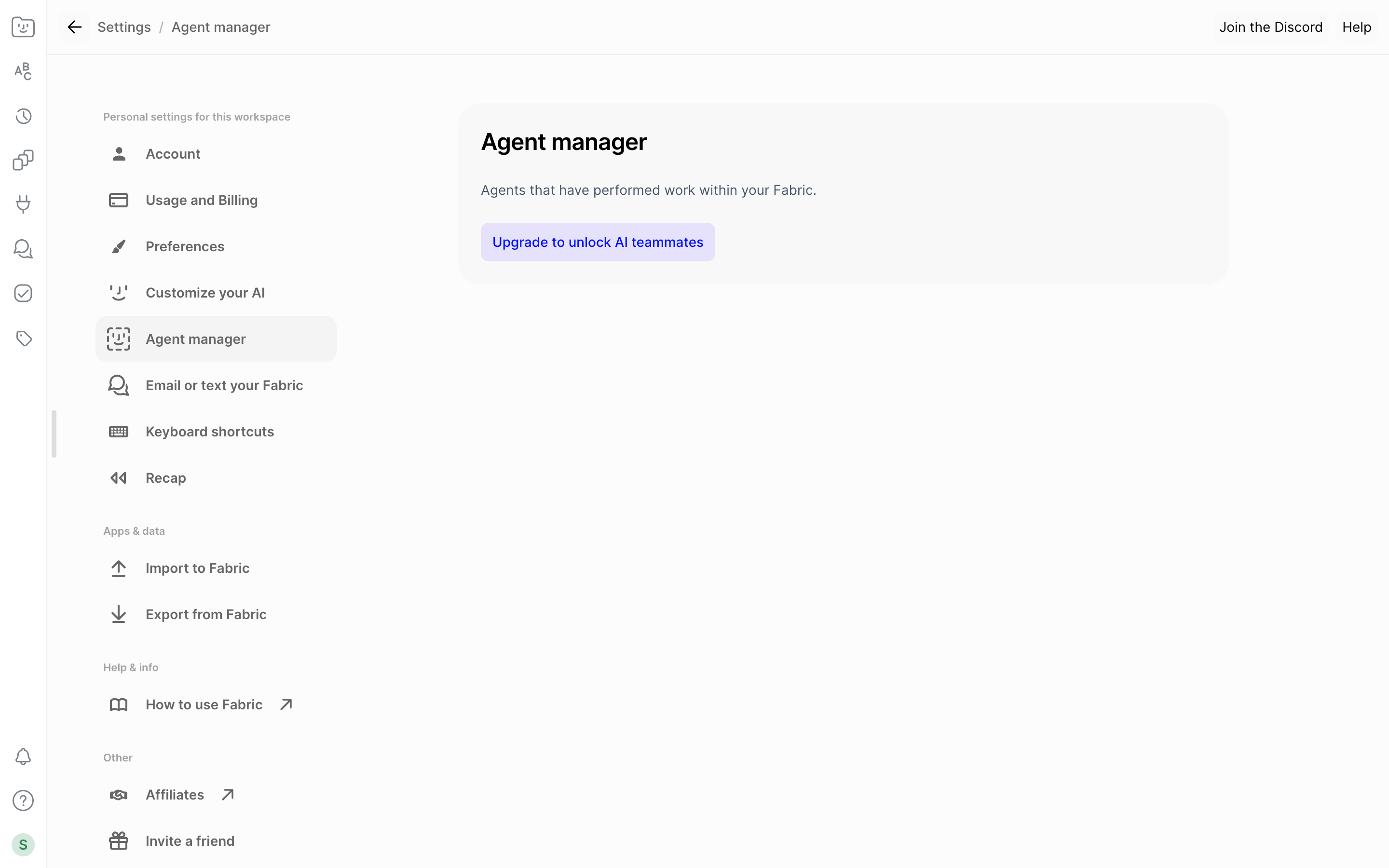 Fabric — agent-manager screenshot