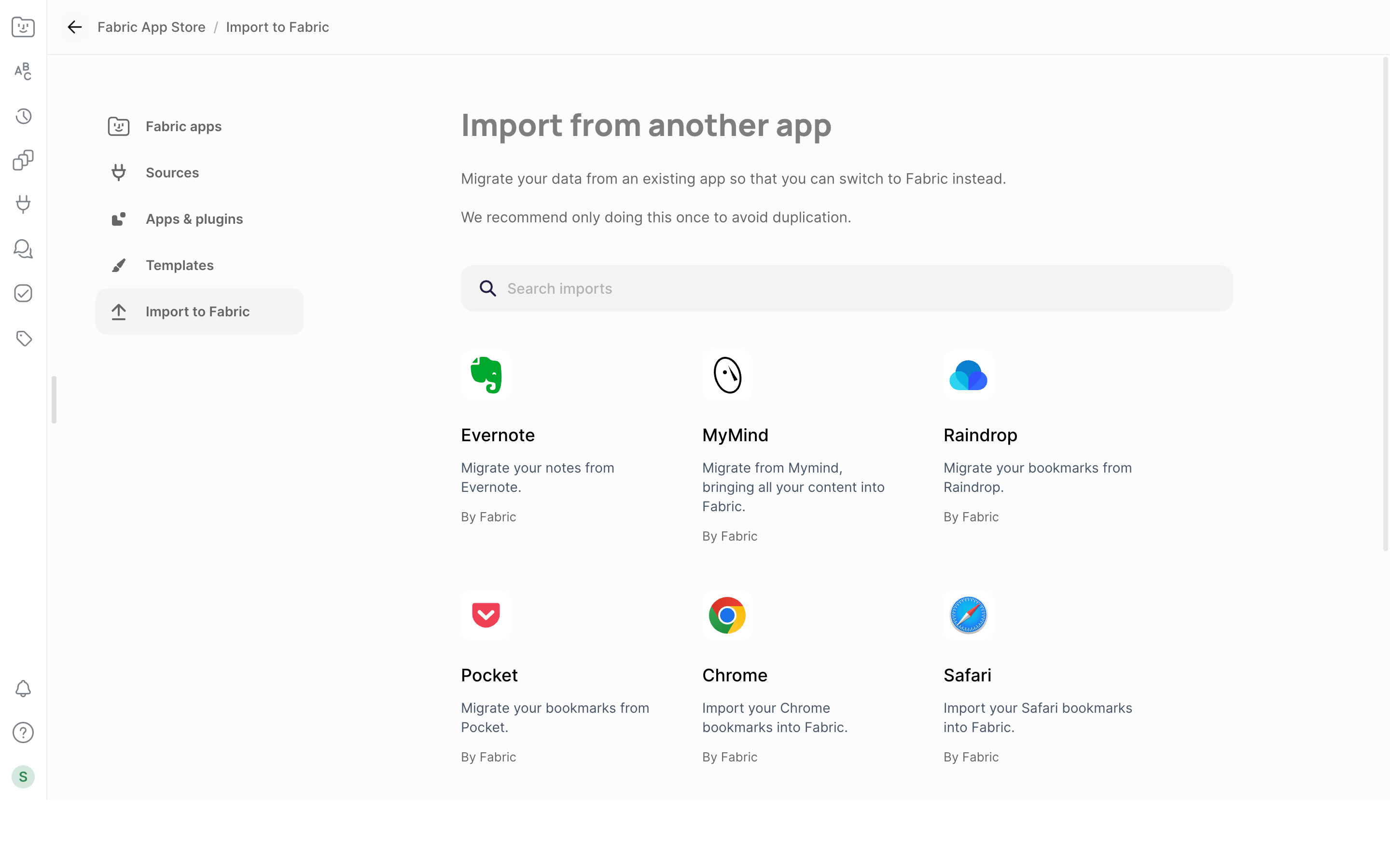 Fabric — import-apps screenshot