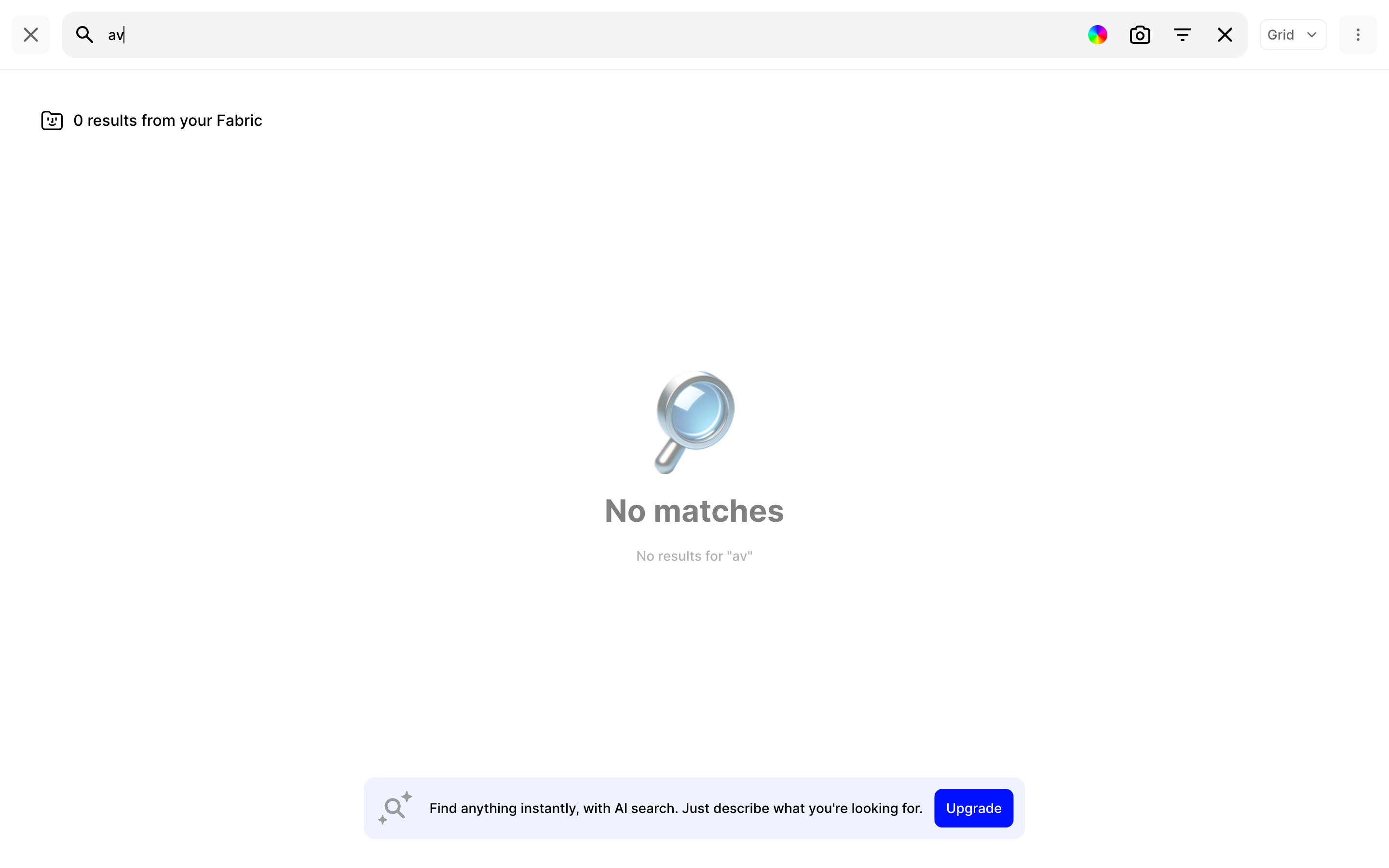 Fabric — search-no-matches screenshot