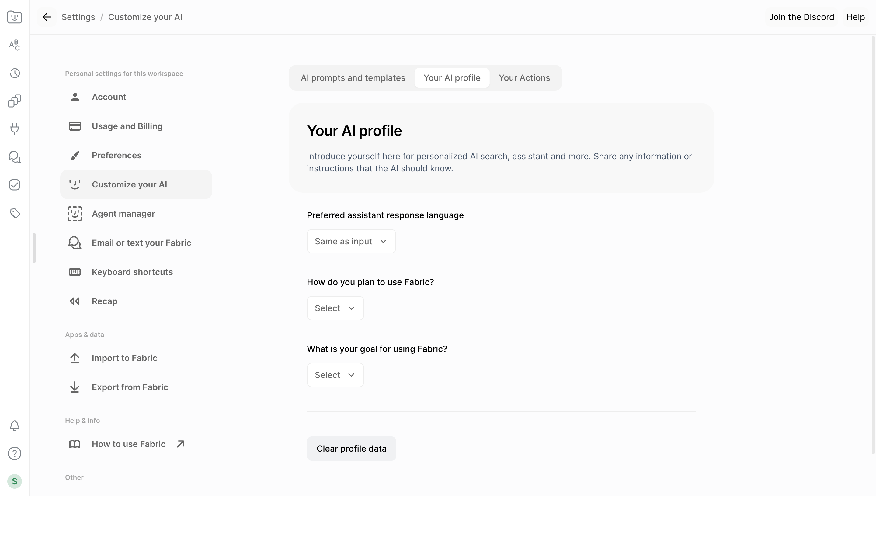Fabric — ai-profile screenshot
