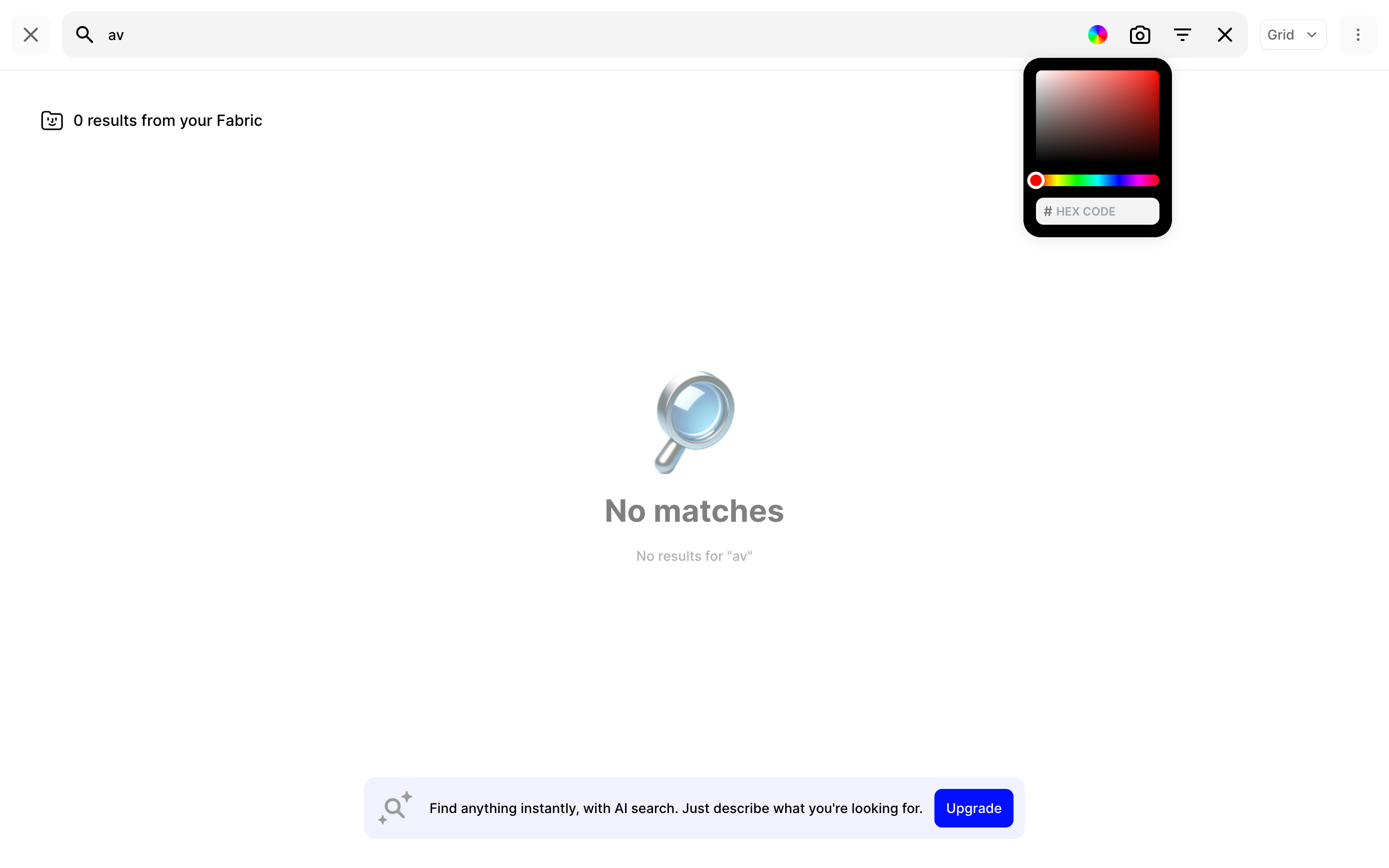 Fabric — search-color-picker screenshot