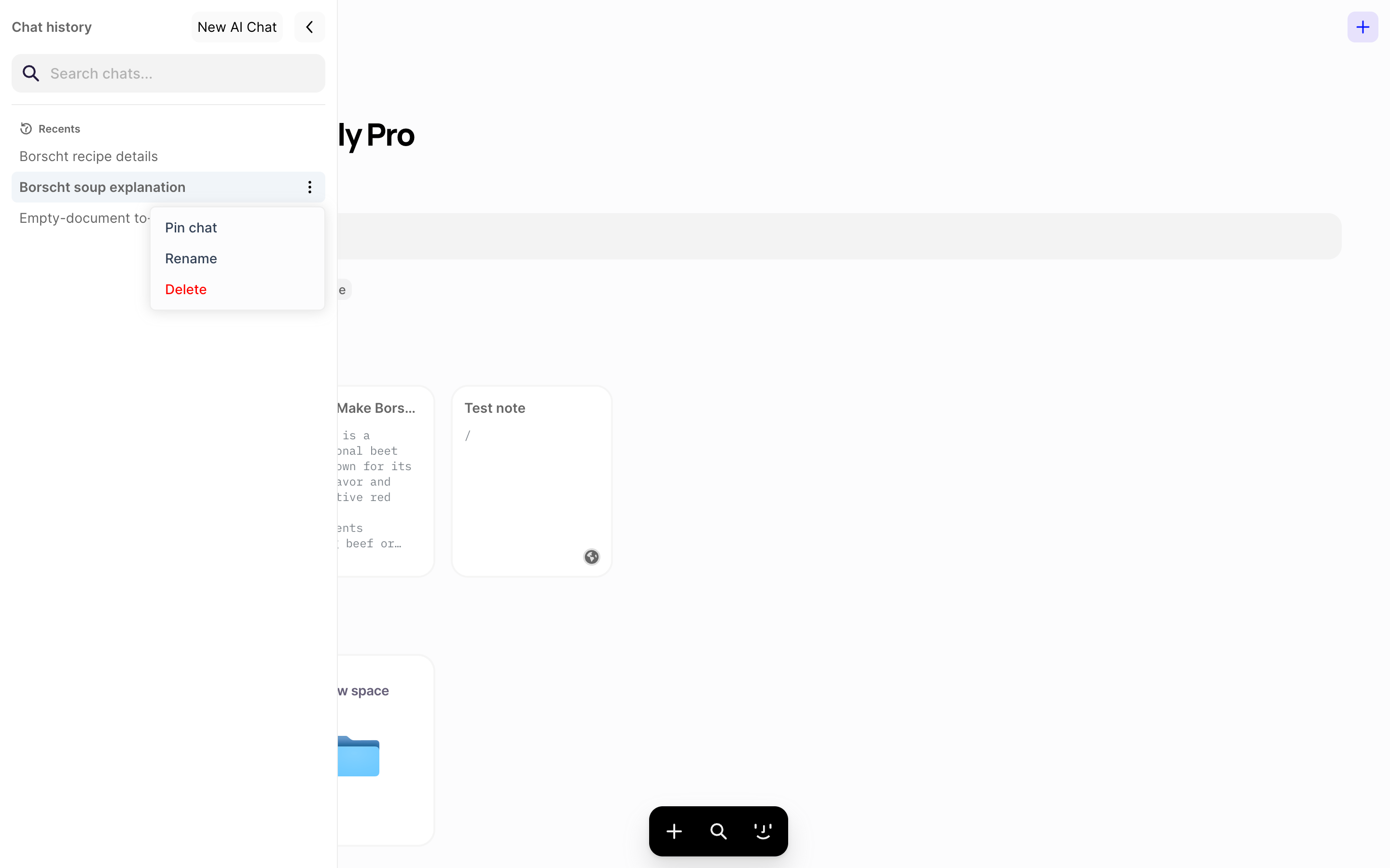 Fabric — chat-context-menu screenshot