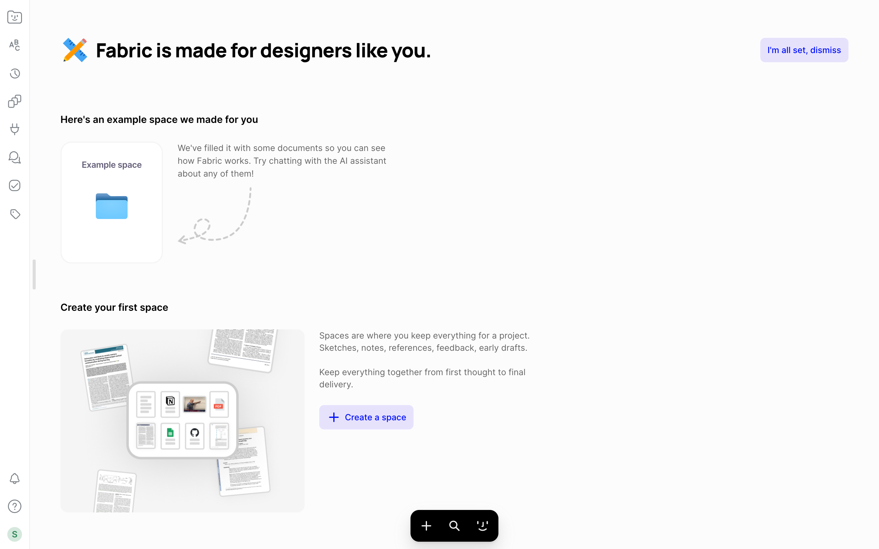 Fabric — designer-onboarding screenshot